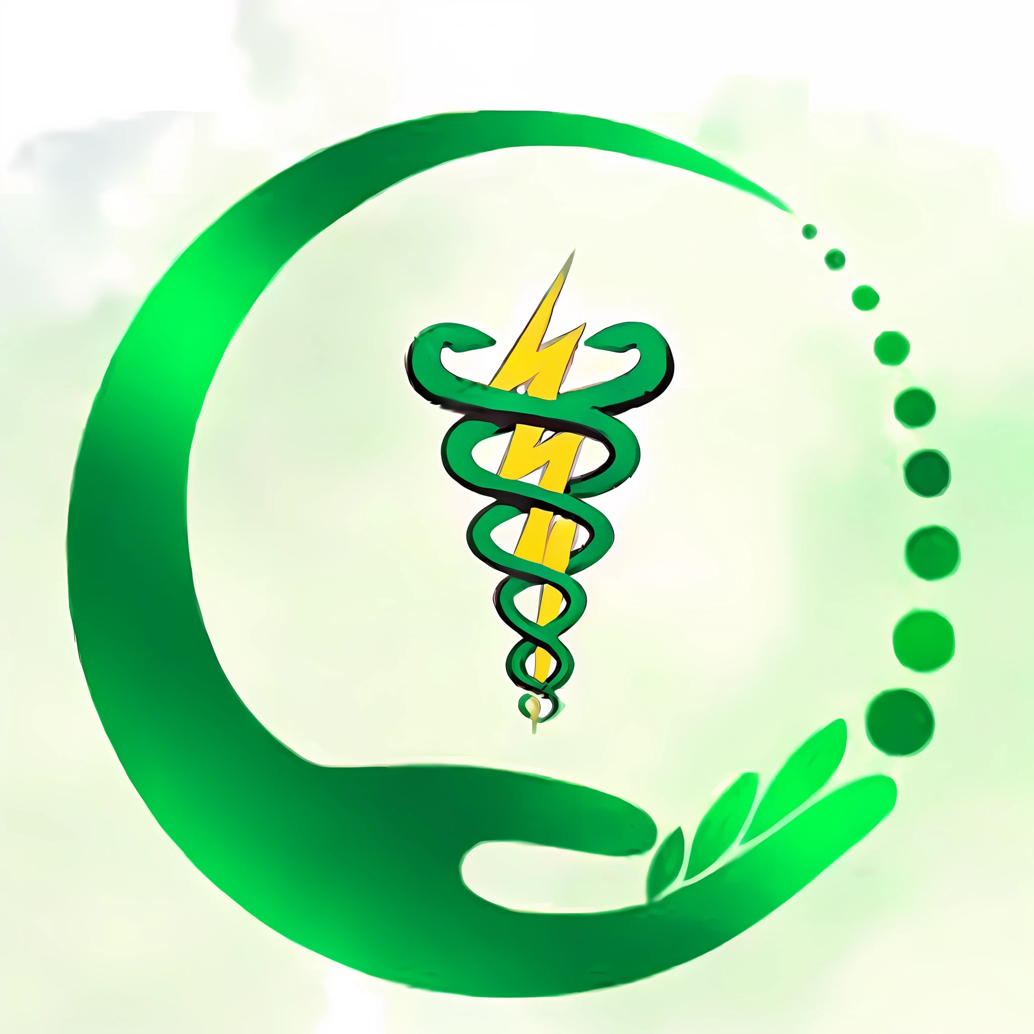 a close up of a green and white logo with a snake, holding a caduceus staff, logo, logo, logo without text, profile image, kundalini energy, unknown, health supporter, local conspirologist, high quality], tatsumaki, holistic medicine advertisement, logo art, healer, illustrated logo, medical image, leaked image, clinical --auto --s2