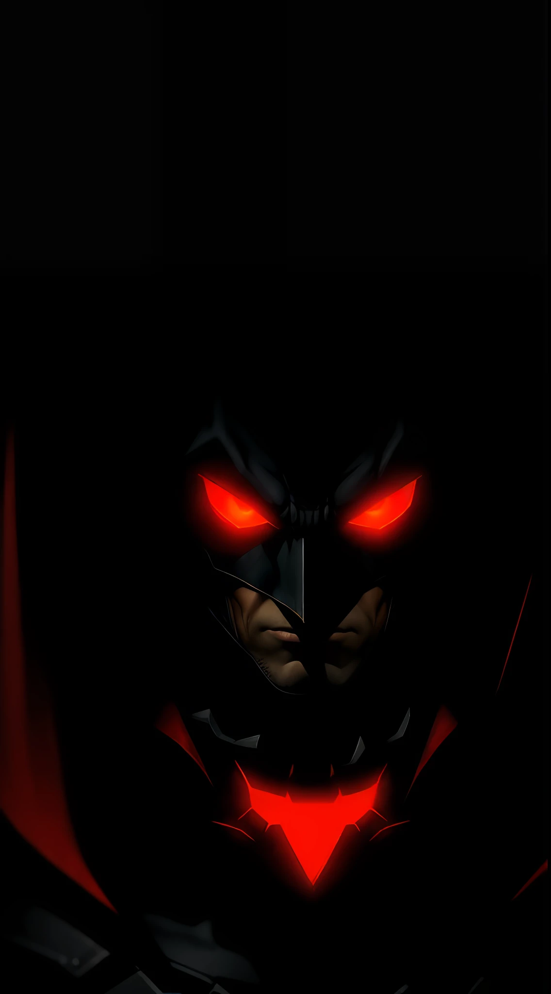 (dark shot: 1.1), epic realistic, Batman in the dark with glowing red eyes and glowing cape, soft cinematic light, Adobe Lightroom, darkroom, HDR, intricate, highly detailed, (depth of field: 1.4), hyper-detail (artstation: 1.4), cinematic, warm light, dramatic light (complex details: 1.1)