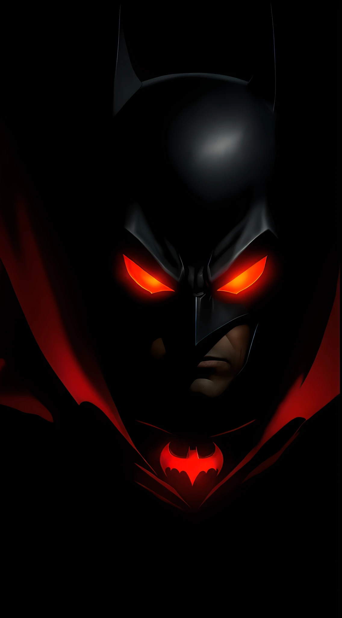 (dark shot: 1.1), epic realistic, Batman in the dark with glowing red eyes and glowing cape, soft cinematic light, Adobe Lightroom, darkroom, HDR, intricate, highly detailed, (depth of field: 1.4), hyper-detail (artstation: 1.4), cinematic, warm light, dramatic light (complex details: 1.1)