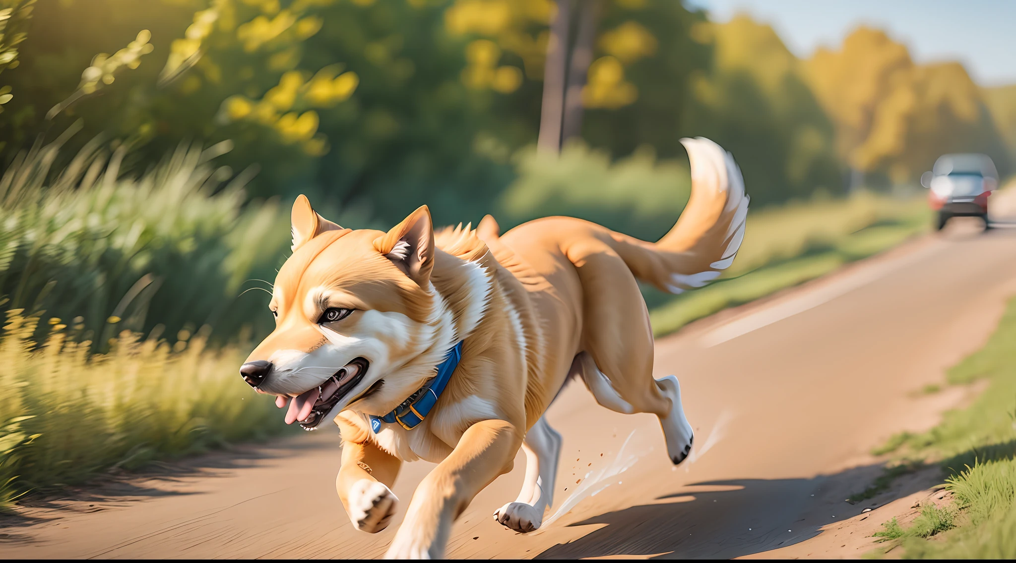 Yellow dog running