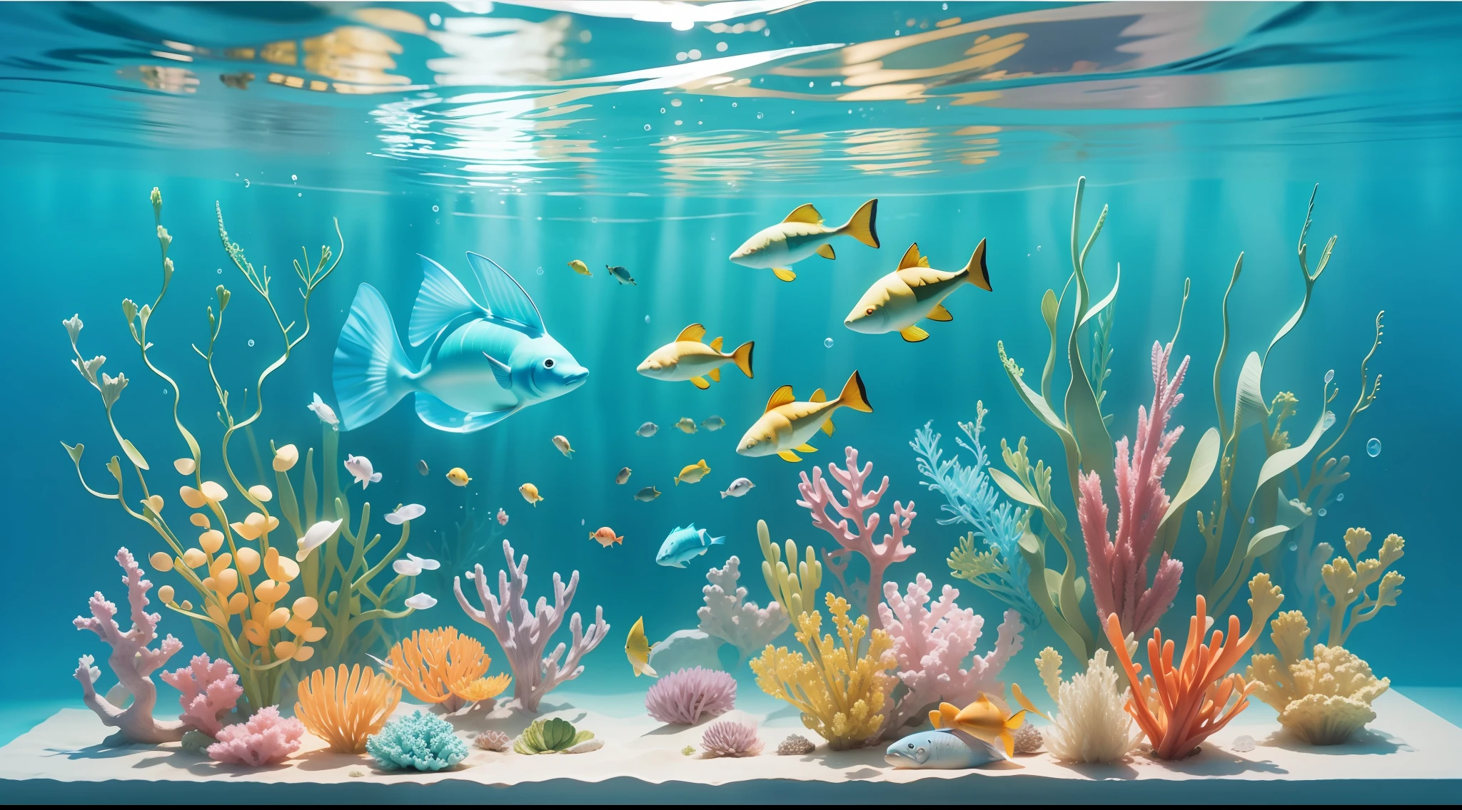 Animated fish, talking fish in water, underwater image