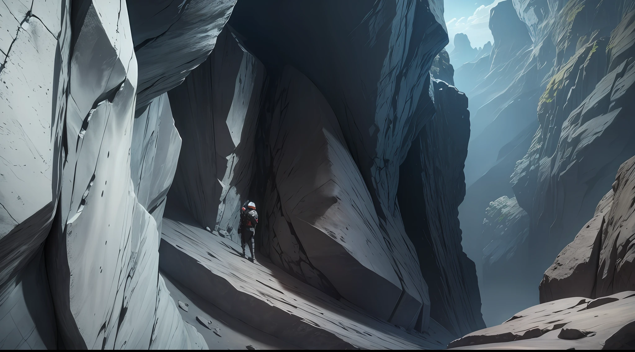 very high and dark rock wall, a dark deep cave --auto --s2