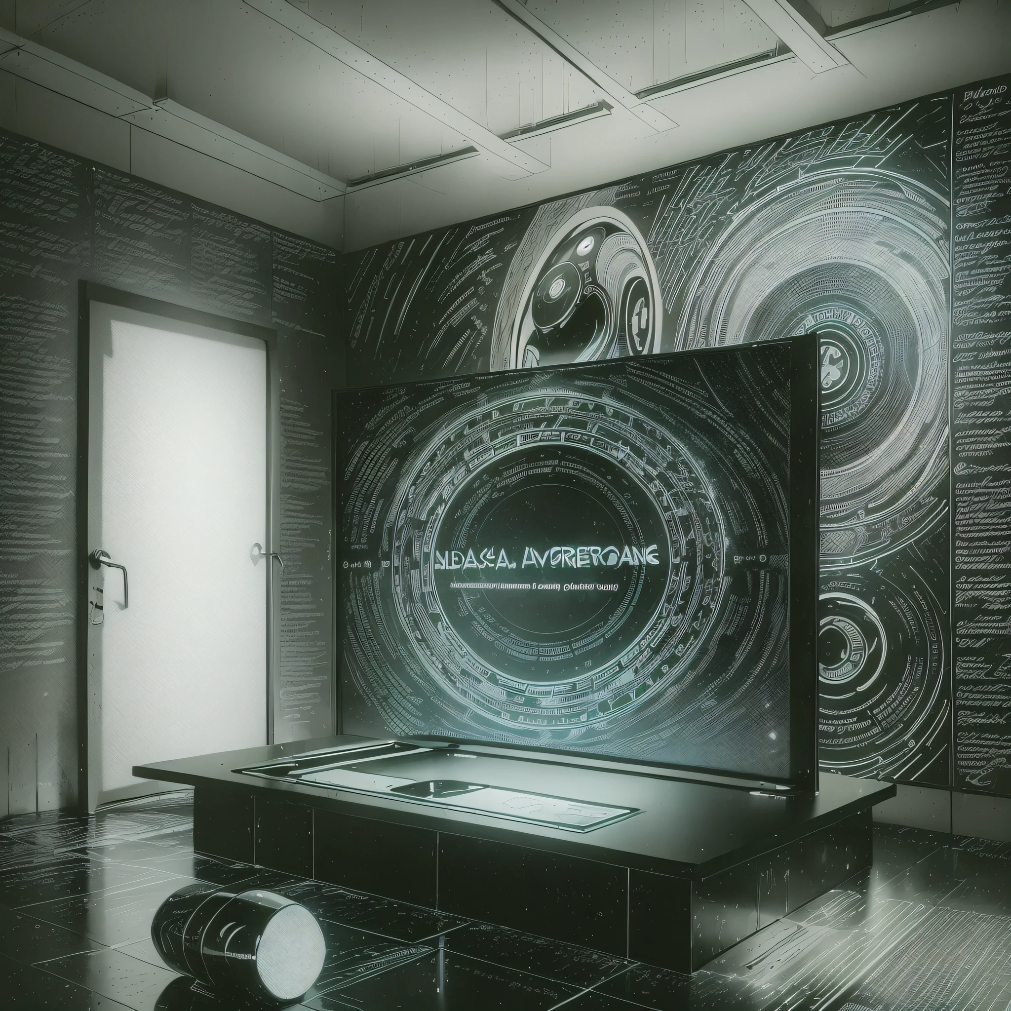 "Digital advertising being explained with a blackboard by a very intelligent and interactive alien, with the ability to bring to life abstract concepts and provide a unique and detailed illustration in high quality, where the message seems to float in a shimmering aura of light and shadow, packed in the futuristic environment of dark color, with the use of advanced technology that is beyond human imagination."