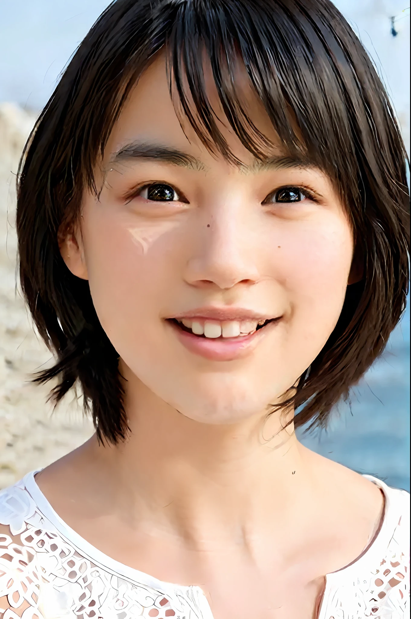 (Realistic, Photorealistic: 1.37), (8k, RAW Photo, Best Quality, Masterpiece: 1.2), Cute, Ultra Detailed, Heart-Shaped Pupil, Physically Based Rendering, Ultra High Resolution, Kodak Vision Color, Shot with Arricam LT Camera, Bokeh, Sharp Focus, Viewers See, Photorealistic, Realistic, Solo, Photorealistic, Top quality, highly detailed face, highly detailed eyes and face, beautiful detailed eyes, absurdity, incredibly absurd, unforgettable smile, messy hair, floating hair