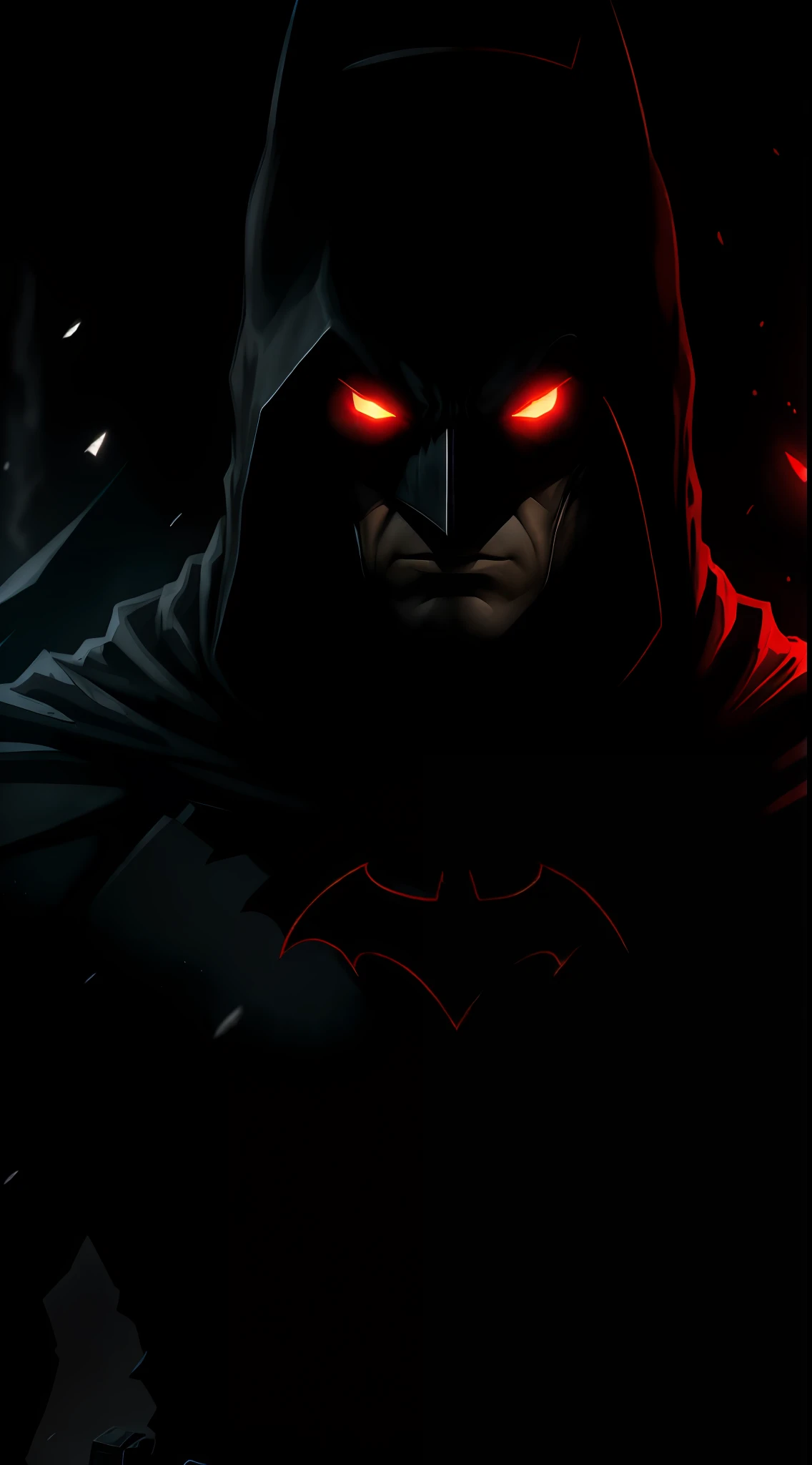 (dark shot: 1.1), epic realistic, Batman in the dark with glowing red eyes and glowing cape, soft cinematic light, Adobe Lightroom, darkroom, HDR, intricate, highly detailed, (depth of field: 1.4), hyper-detail (artstation: 1.4), cinematic, warm light, dramatic light (complex details: 1.1)