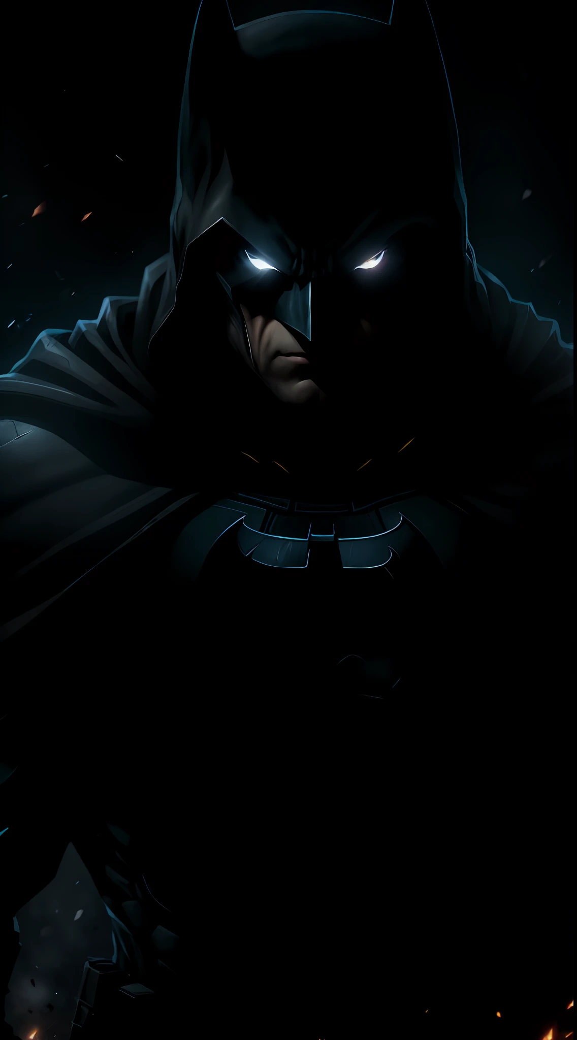 (dark shot: 1.1), epic realistic, Batman in the dark with glowing eyes and glowing cape, soft cinematic light, Adobe Lightroom, darkroom, HDR, intricate, highly detailed, (depth of field: 1.4), hyper-detail (artstation: 1.4), cinematic, warm light, dramatic light (complex details: 1.1)