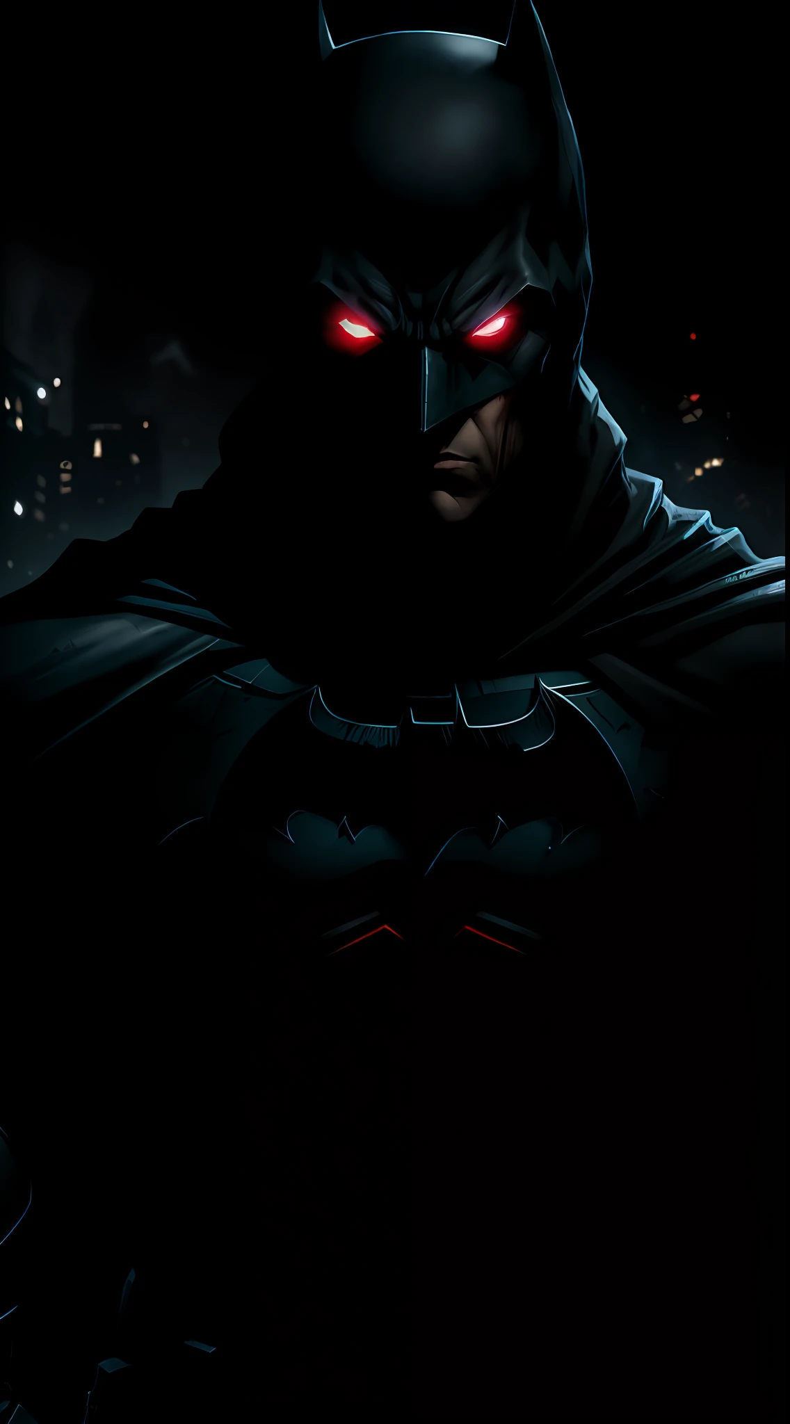 (dark shot: 1.1), epic realistic, Batman in the dark with glowing eyes and glowing cape, soft cinematic light, Adobe Lightroom, darkroom, HDR, intricate, highly detailed, (depth of field: 1.4), hyper-detail (artstation: 1.4), cinematic, warm light, dramatic light (complex details: 1.1)