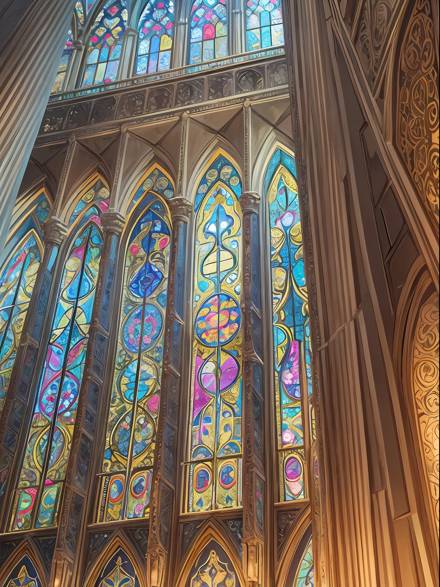 Masterpiece, High resolution, wide angle, detailed Paisley patterned wall, intricately drawn Paisley pattern, deep composition, 10,000 colors, colorful, craftsmanship, ((1 girl), 9 figures, looking at the viewer, smiling, silver hair),, diamond ornaments, colorful decorations, backlit, grains of light fluttering, detailed Gothic, (Maximalism: 1.6), diffused lighting, ( Depth of Field: 1.2), Gothic Lolita, bird's-eye view, illumination, Gothic architecture,