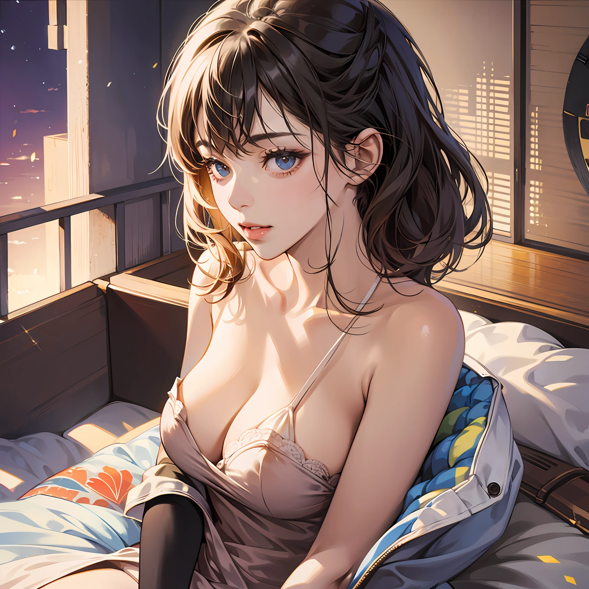 The girl sat on my lap with her full breasts exposed, her lips drooling, and she looked at me fondly --auto --s2