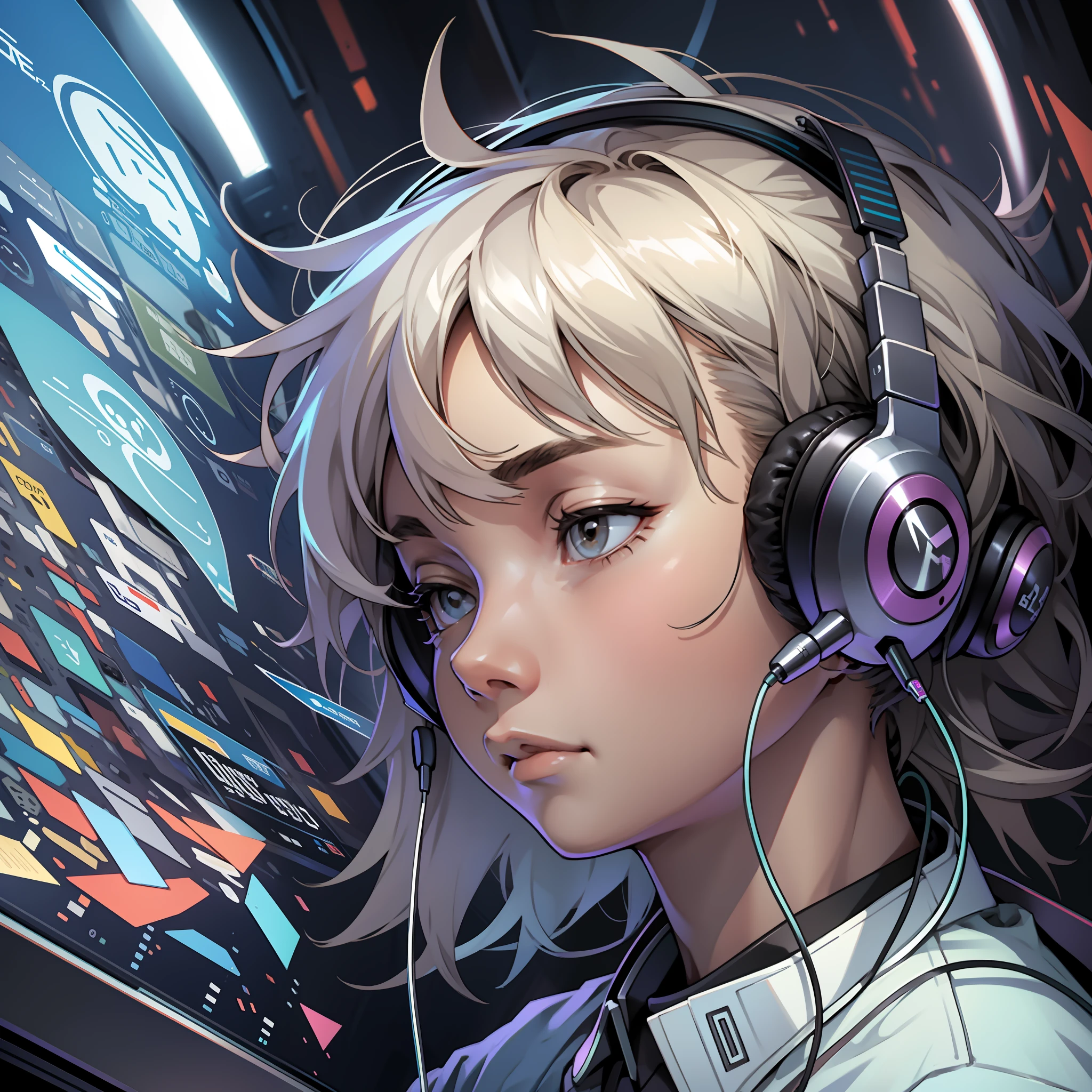 Beautiful image of a boy dreaming of headphones. --auto --s2