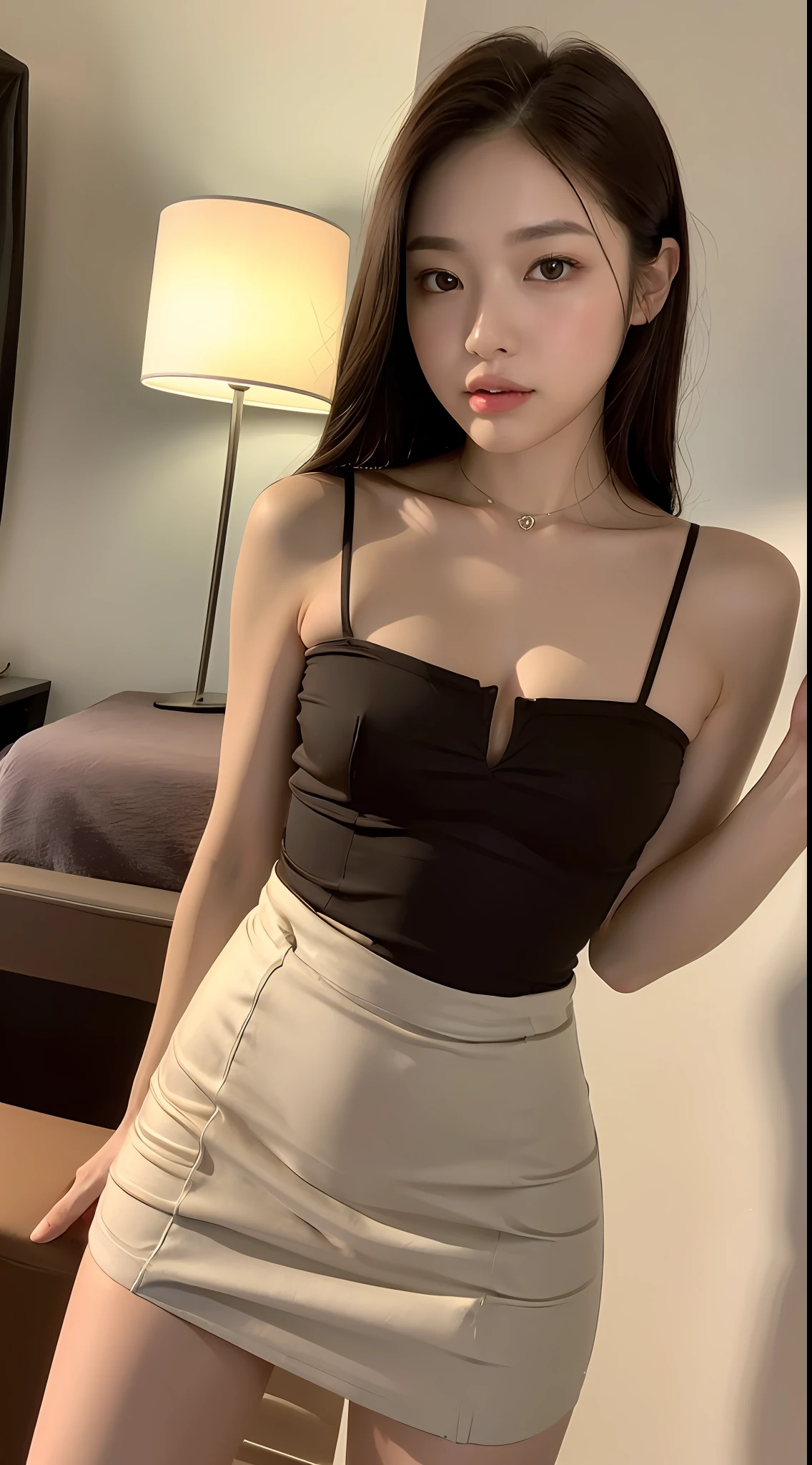 ((Realistic lighting, top quality, 8K, Masterpiece: 1.3)), Clear Focus: 1.2, 1 girl, Perfect Body Beauty: 1.4, Slim Abs: 1.1, ((Dark Brown Hair, Small)), (Acque Dress: 1.4), (Hotel Room, Street, Ultra Slender Face, Fine Eyes, Double Eyelids, Exposed Cleavage, Ultra Mini Skirt,