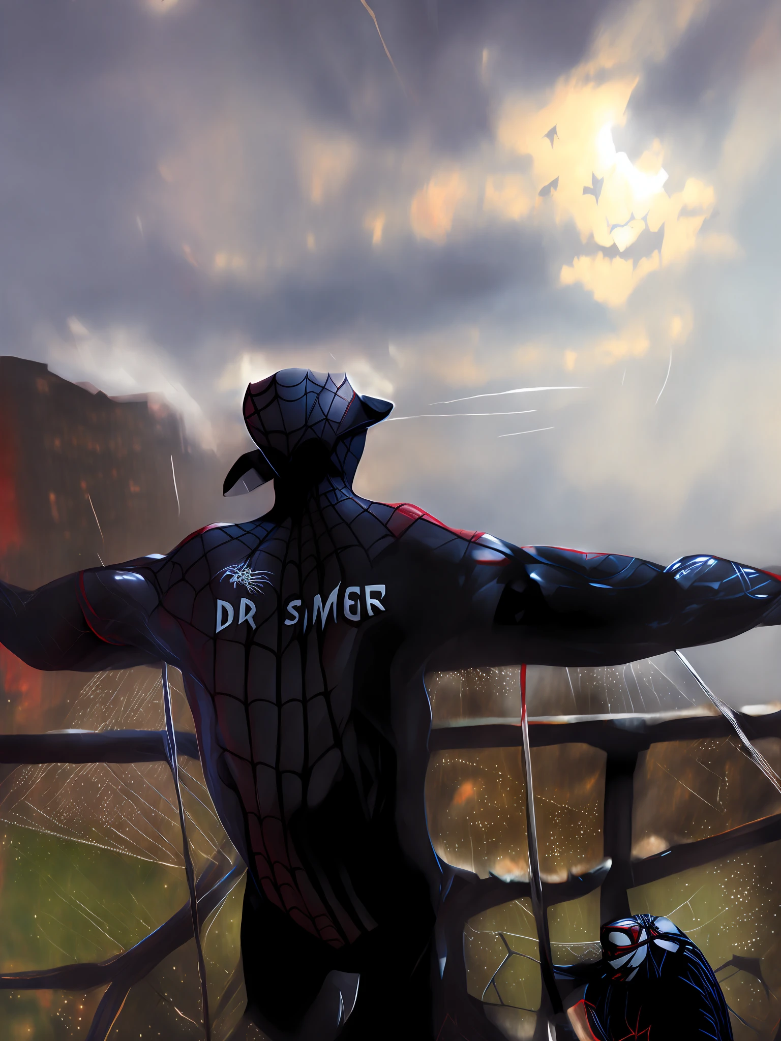 Spider-Man art, very detailed, complete body composition, fanart, back