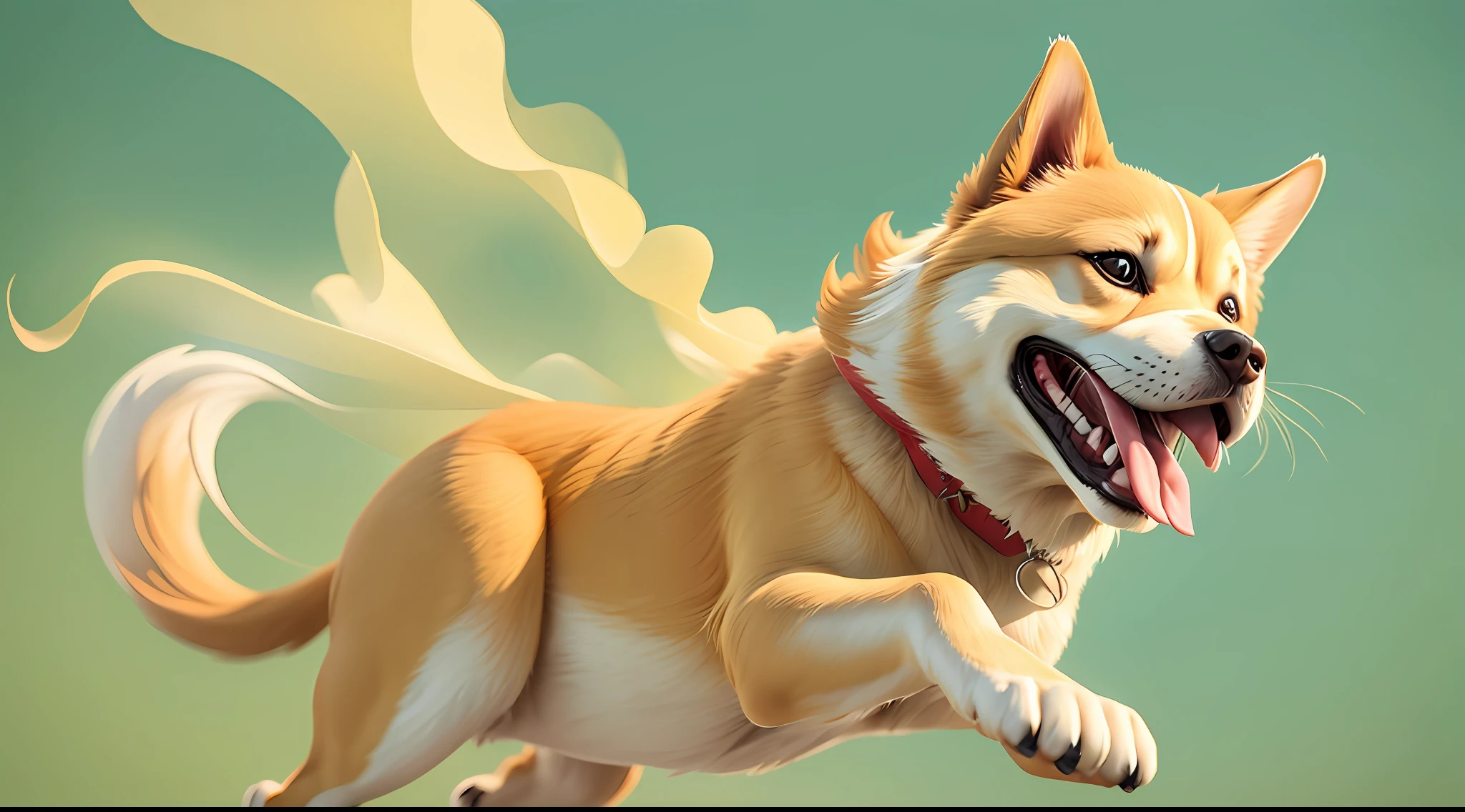 yellow dog jumping