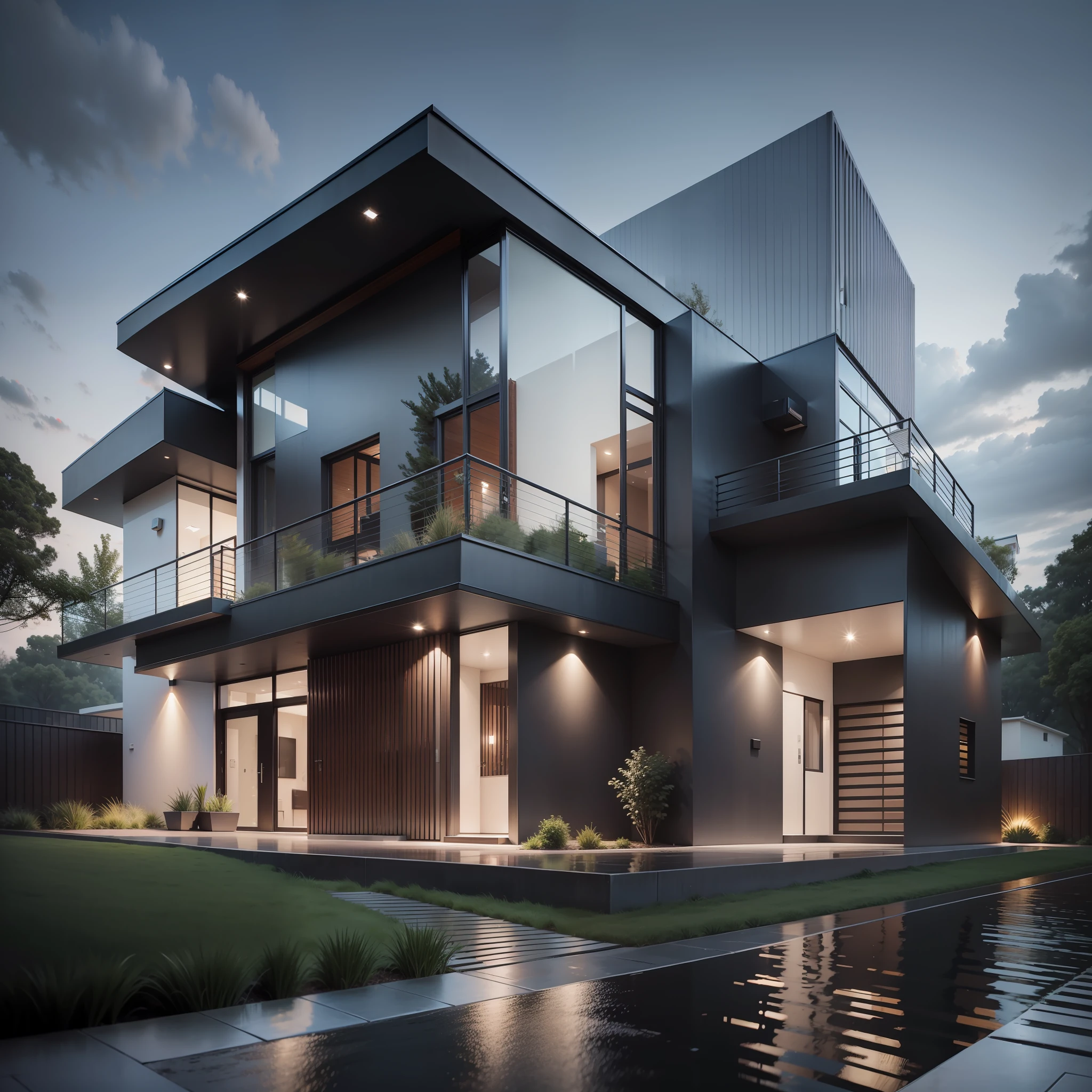 House with modern design, exterior, façade, ultra modern, HD