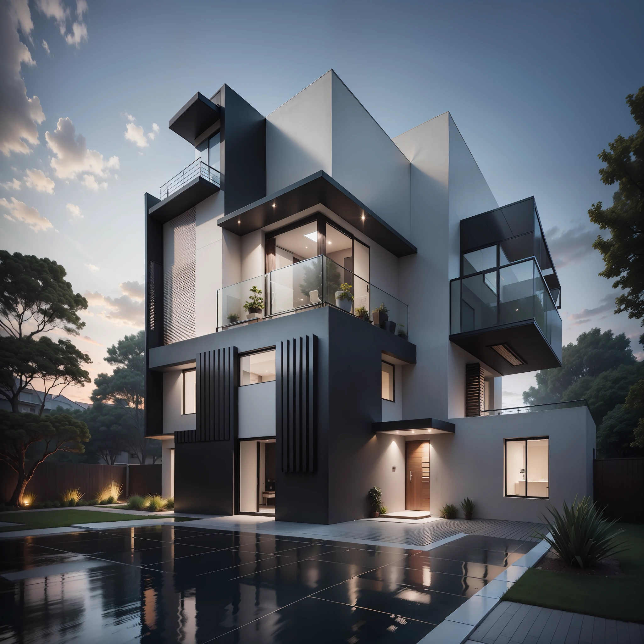 House with modern design, exterior, façade, ultra modern, HD