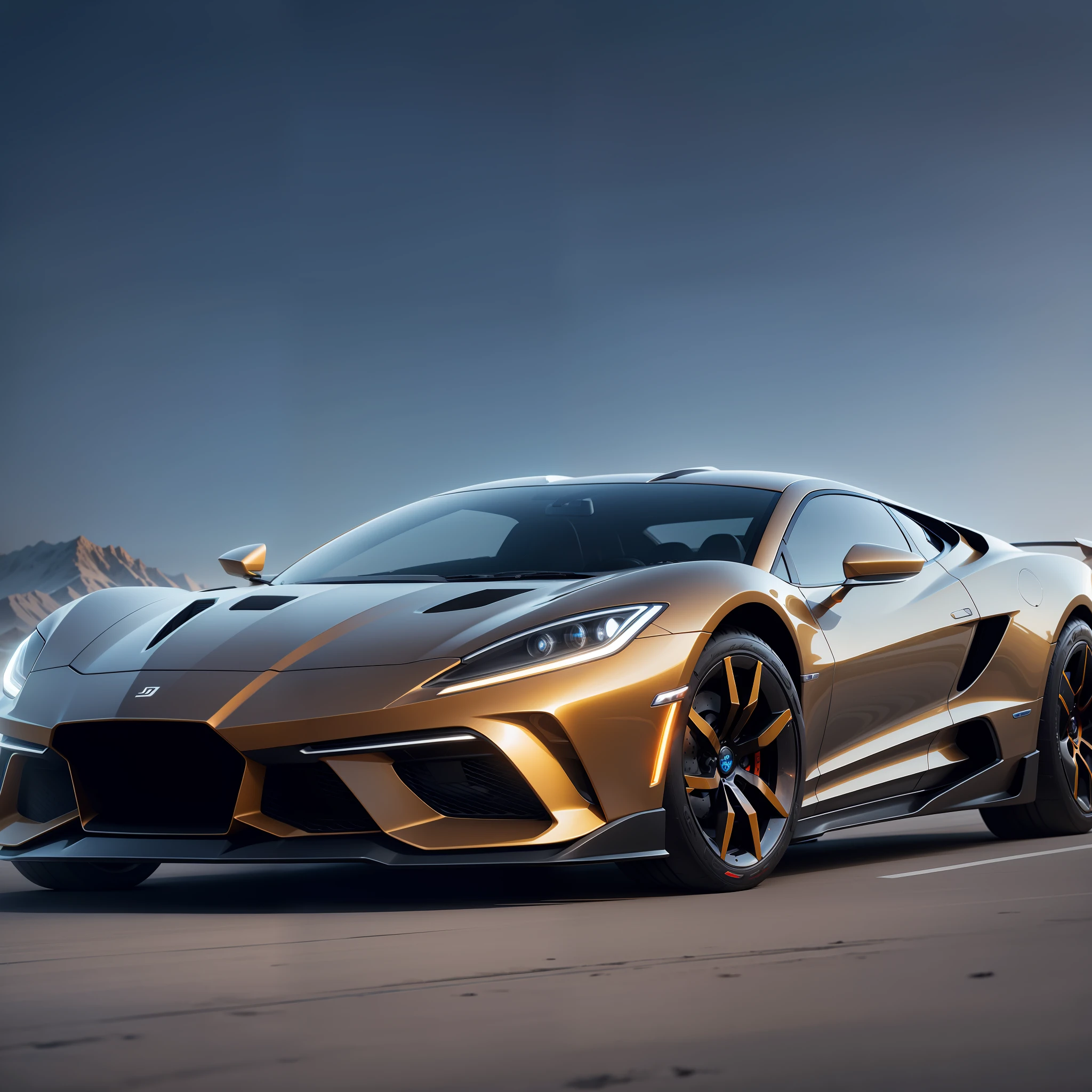 Futuristic car, innovative design, extreme realism, special lighting, dynamic angle