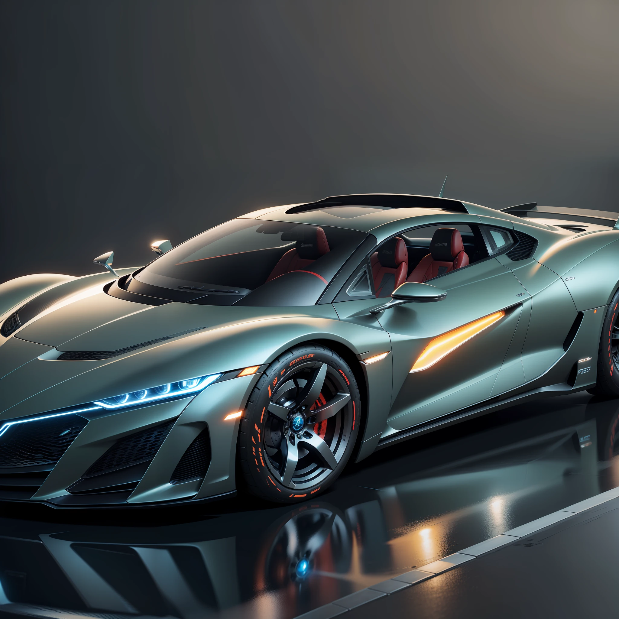 Futuristic car, innovative design, extreme realism, special lighting, dynamic angle