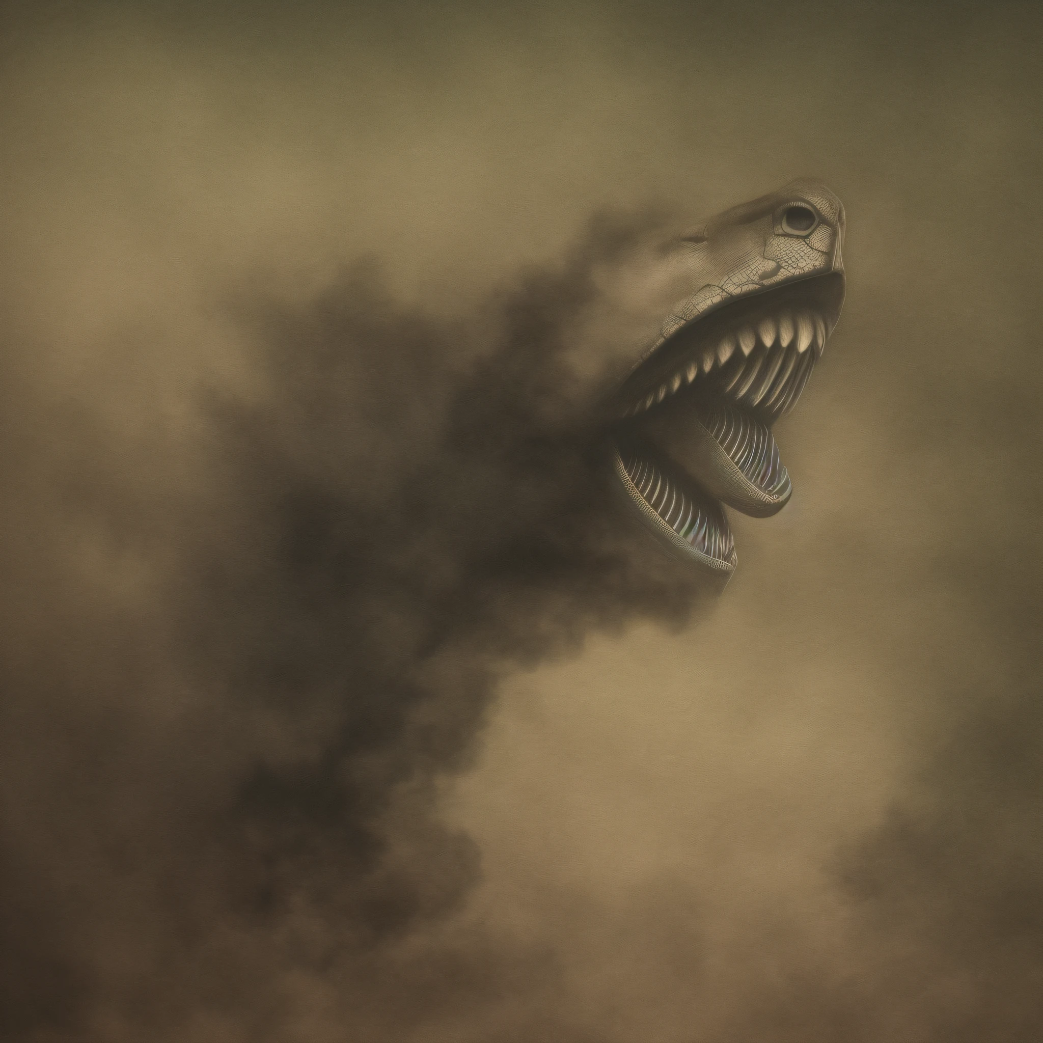 A snake coming out from a girls mouth, shining in the dark, black background, sad, inspired by Beksinski, William Blake art, ink and watercolor, renaissance art, mist and fog, photorealistic detail, black and white, dust, film grain, contrast