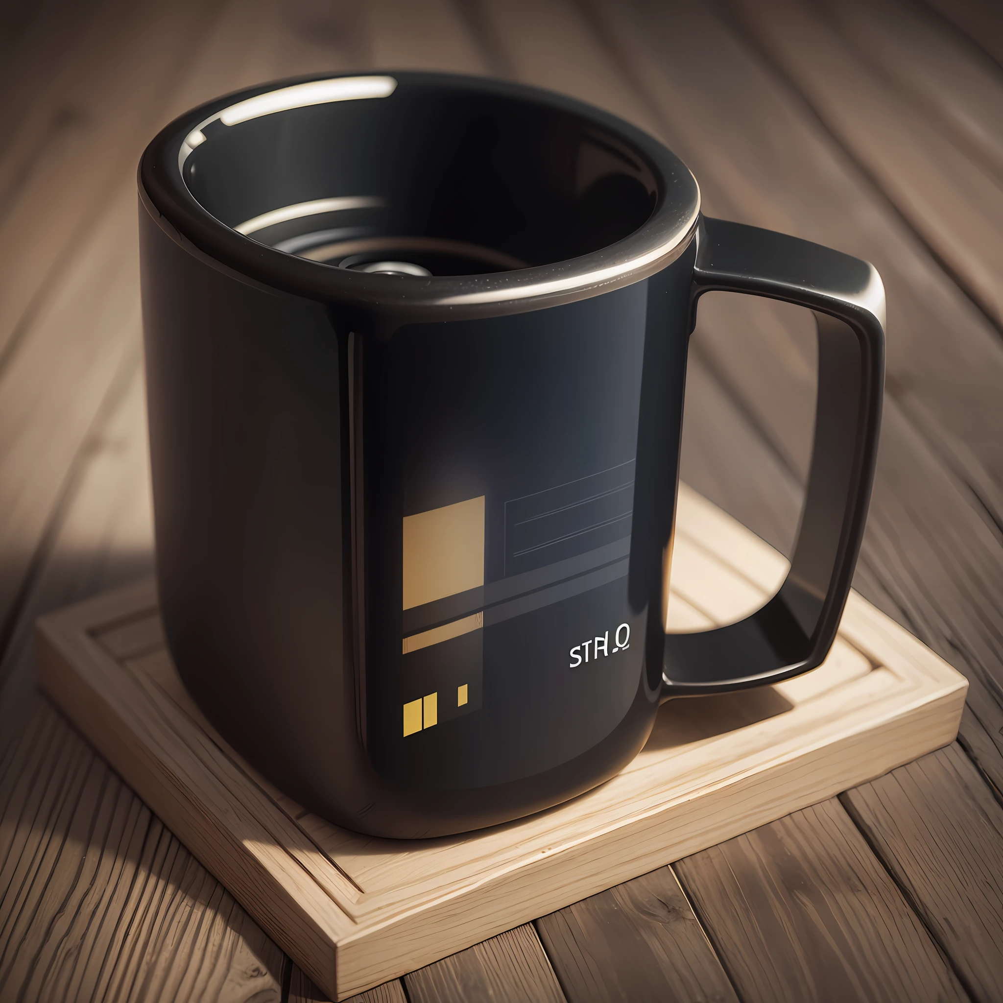 black square mug with a digital watch in the front --auto --s2