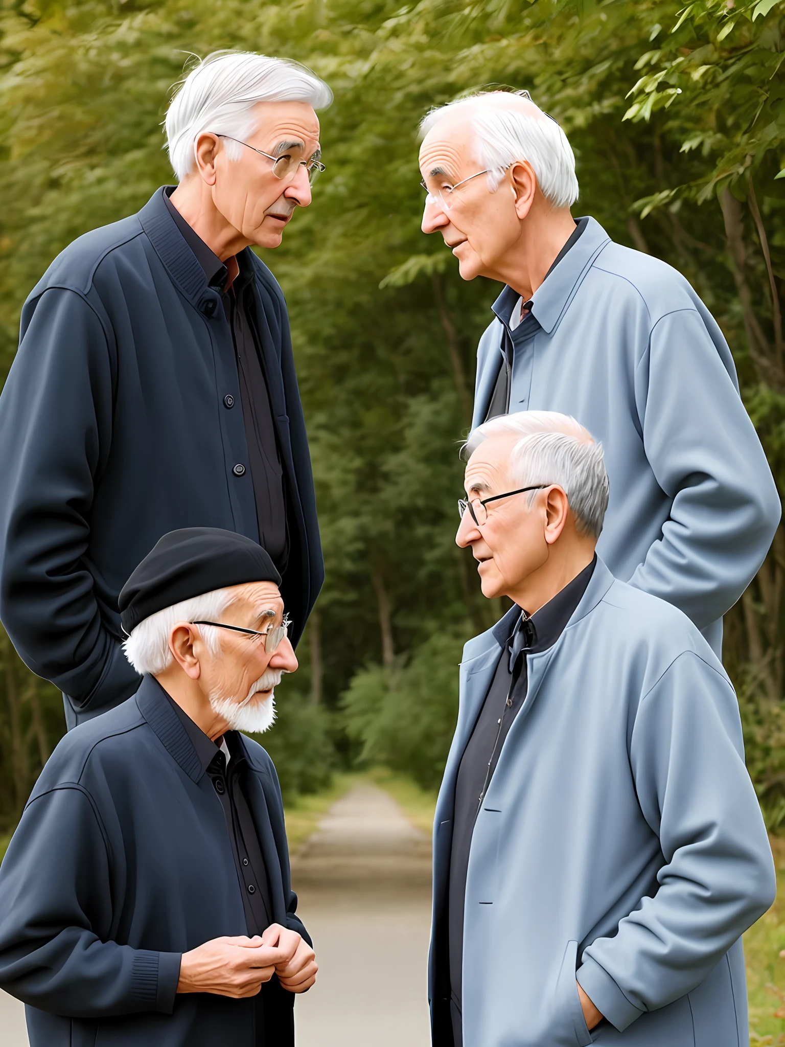 Wise old man talking to an indecisive young man