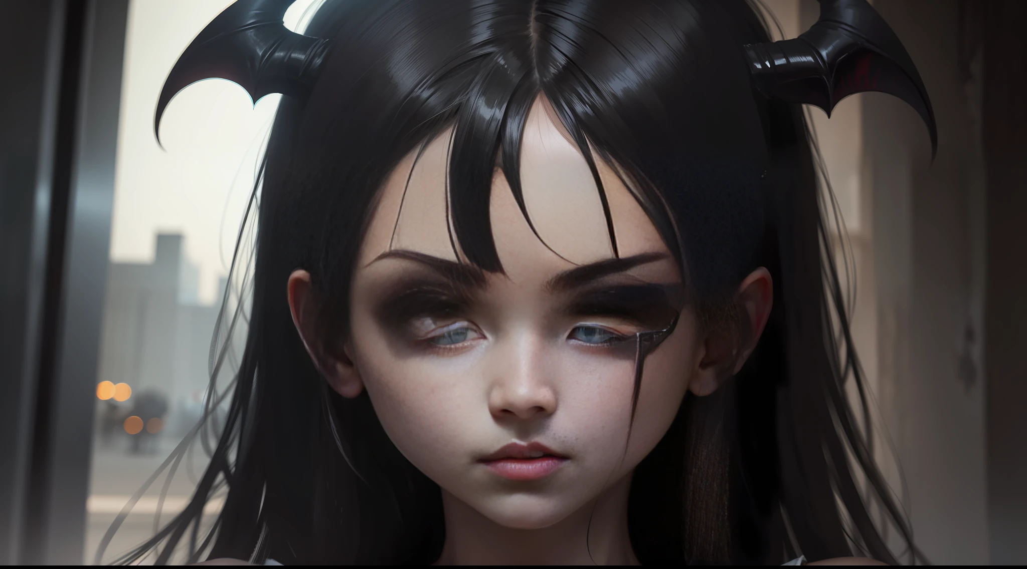 Girl with eyes black as of demon