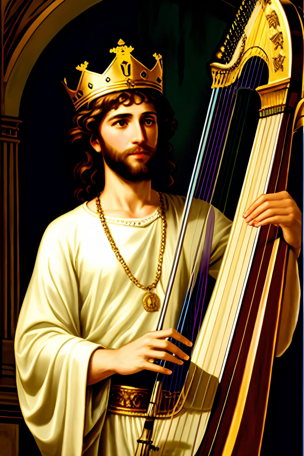 King David realistic with a harp