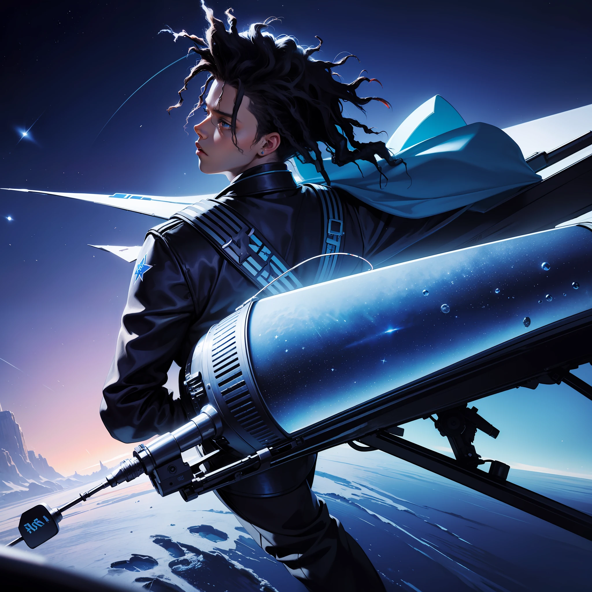 masterpiece, visual representation of the music ((Starboy by The Weeknd)), anger, anger visual representation, hd, best quality, I'm a Starboy, hd, super detailed, impressionism, high res,8k, blue, blue color, blue monochromatic colors, city lights, cool photography, indie aesthetic, blue