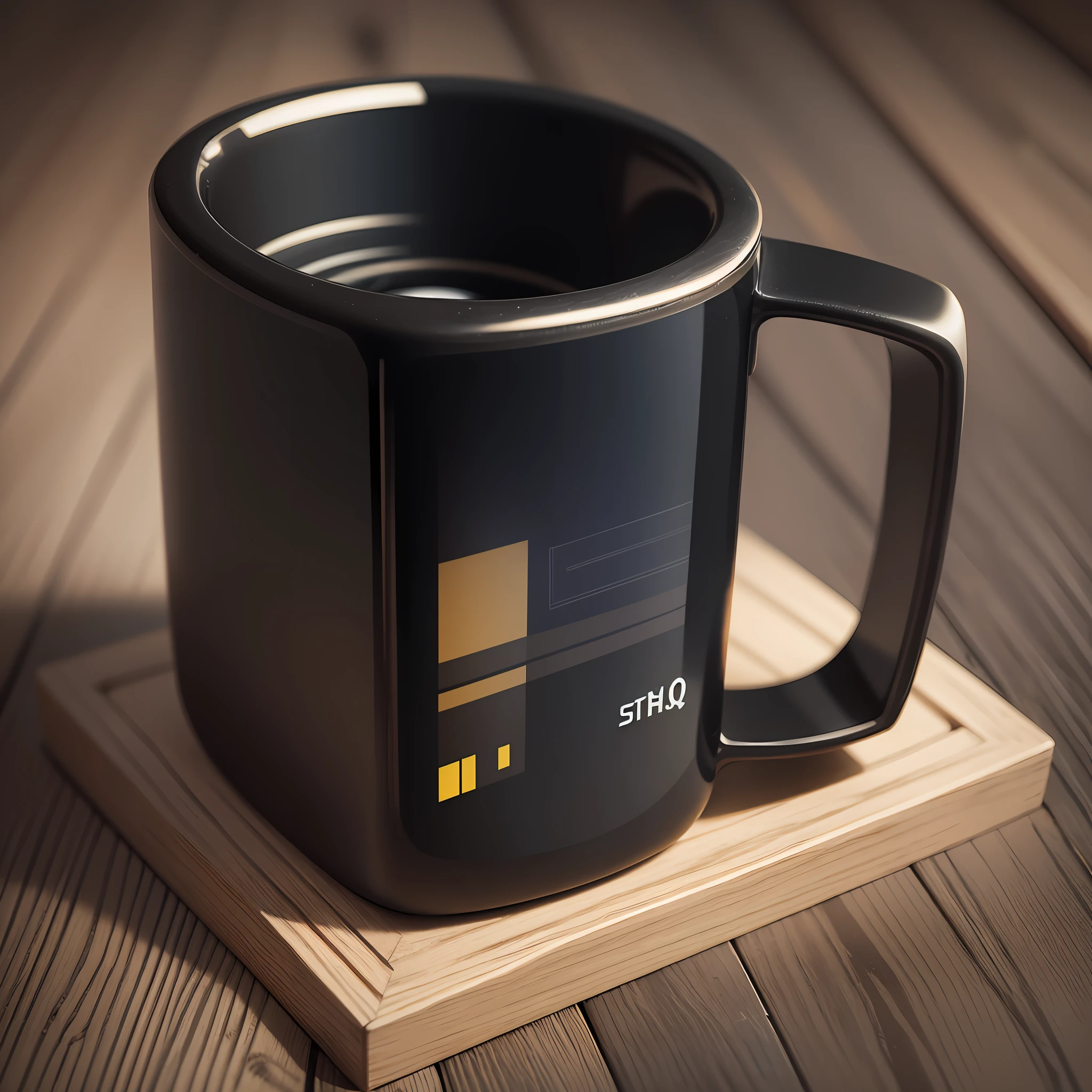 black square mug with a digital watch in the front --auto --s2