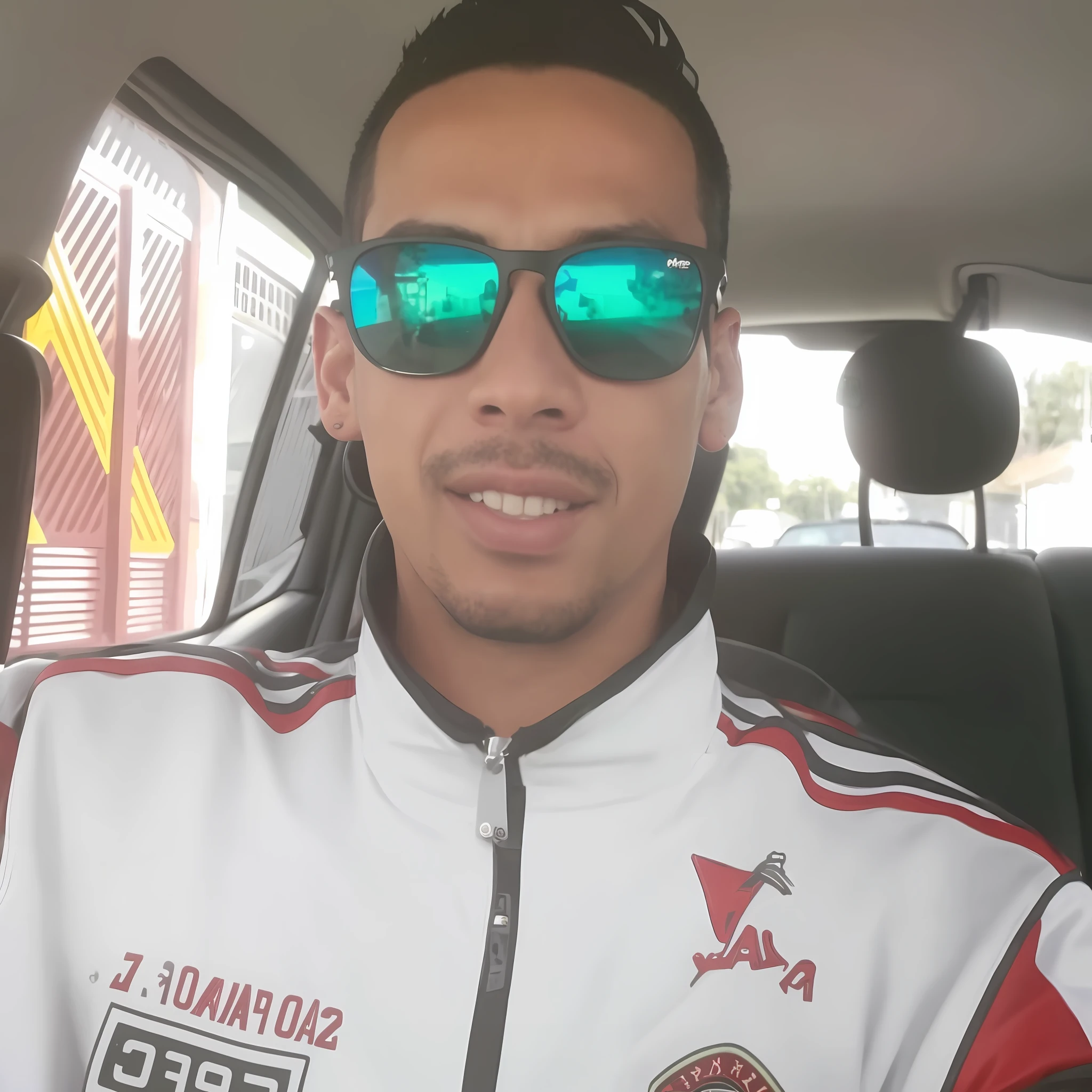 There is a man in a car wearing sunglasses and a jacket, Caio Santos, Mateus 9 5, Mohamed Reda, Icaro Carvalho, Carmelo Blandino, David Rios Ferreira, Ronaldo Luis Nazario da Lima, Valter de Morais, Edu Souza, Camilo GC, Ismail, Saâdane Afif, Ronaldo Luis Nazario de Lima