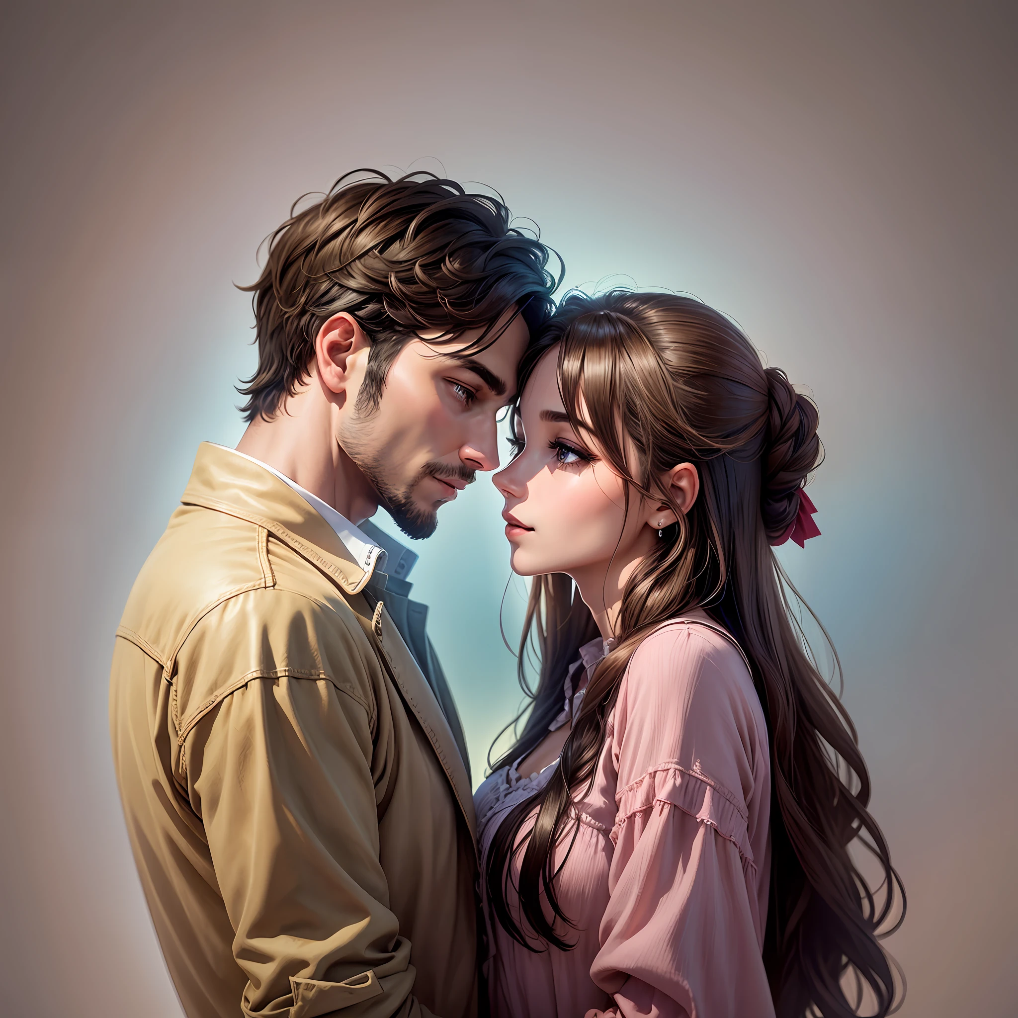 a man and a woman looking at each other close together --auto --s2