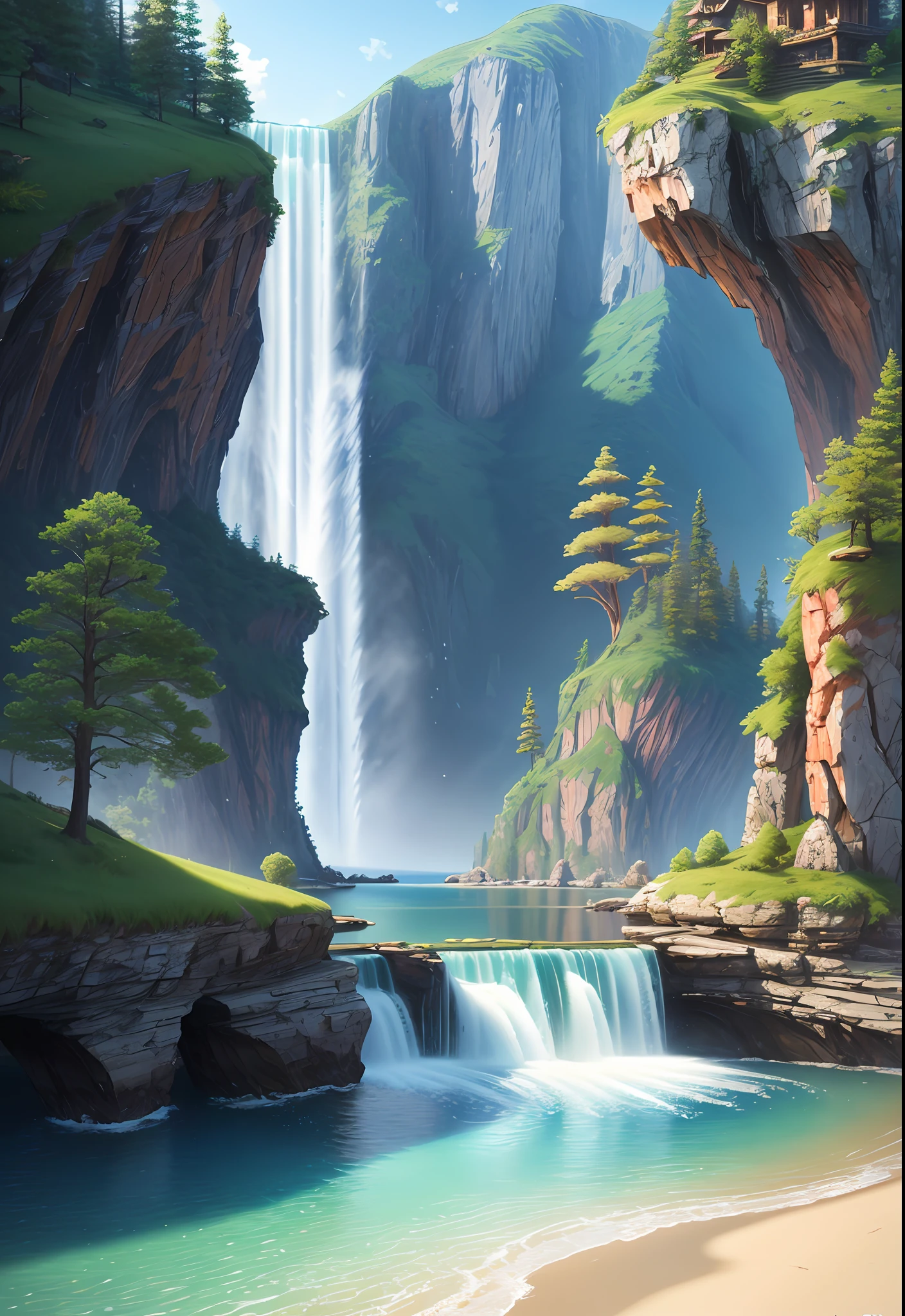 landscape,water,(extremely detailed CG unity 8k wallpaper), most beautiful artwork in the world,professional majestic oil painting,intricate, High Detail, Sharp focus, dramatic, photorealistic painting art