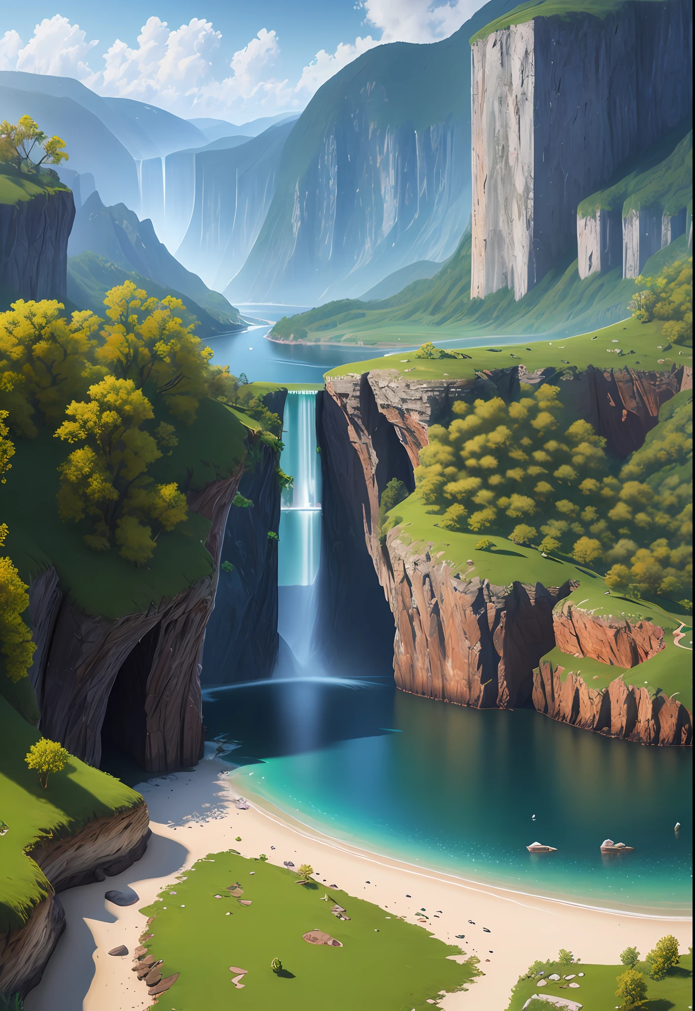 landscape,water,(extremely detailed CG unity 8k wallpaper), most beautiful artwork in the world,professional majestic oil painting,intricate, High Detail, Sharp focus, dramatic, photorealistic painting art