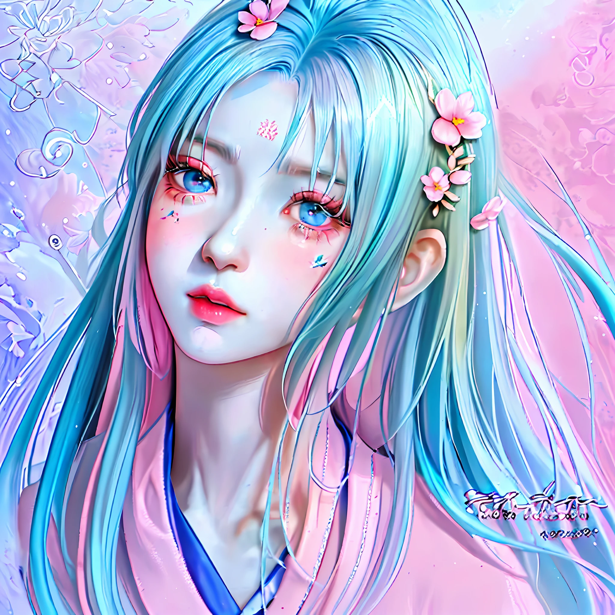 anime girl with blue hair and a flower in her hair, detailed digital anime art, portrait knights of zodiac girl, digital anime illustration, beautiful anime portrait, detailed portrait of anime girl, stunning anime face portrait, anime styled digital art, extremely detailed artgerm, ! dream artgerm, a beautiful artwork illustration, beautiful anime style, digital anime art