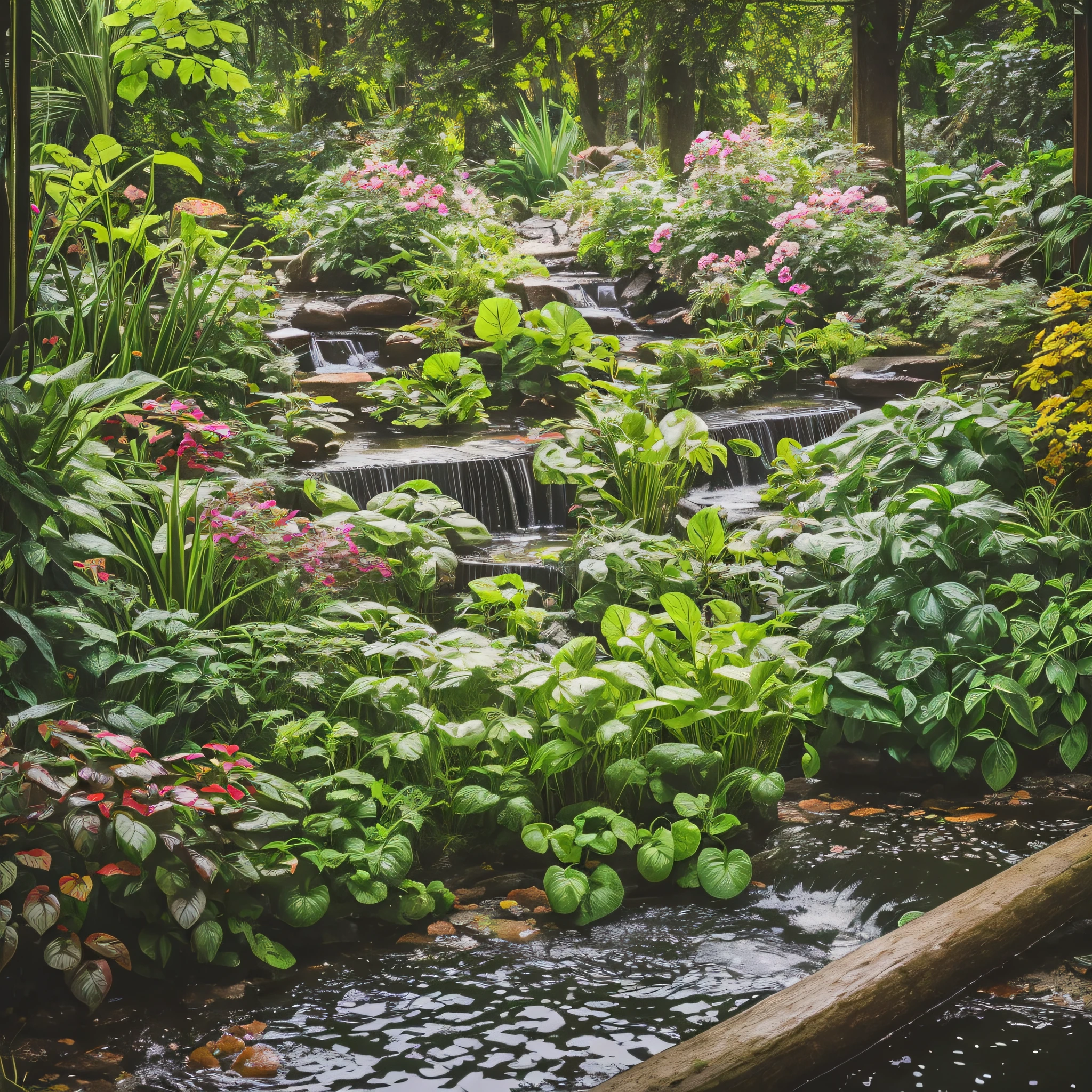 A beautiful hydroponic garden, filled with lush and vibrant plants. The roots soak in the nutrient solution while the leaves shine under the proper lighting, in the style of Alphonse Mucha, with Photo real, hyper-realistic, high dynamic range, rich colors, lifelike textures, 8K UHD, high color depth, Nikon D 850, Kodak Portra 400, Fujifilm XT --auto --s2