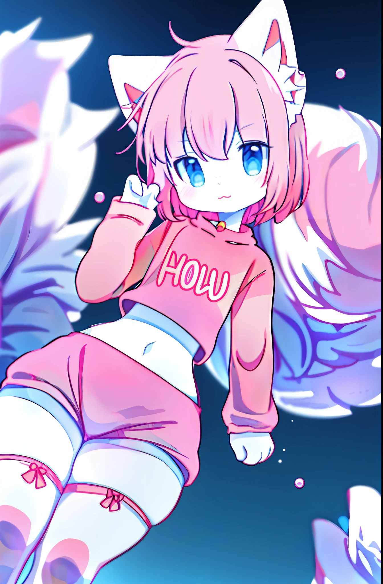 anime boy with a pink shirt, no pants, and a pink cat, fursona!!!!, female furry mini cute style, cute anime catboy, furry fursona, furry art!!!, holo is a wolf girl, furry furaffinity, fursona art, nyaruko-san, female fursona, nekomimi, anime catboy, fursona commission, solo, thick_thighs, midriff, wide_hips