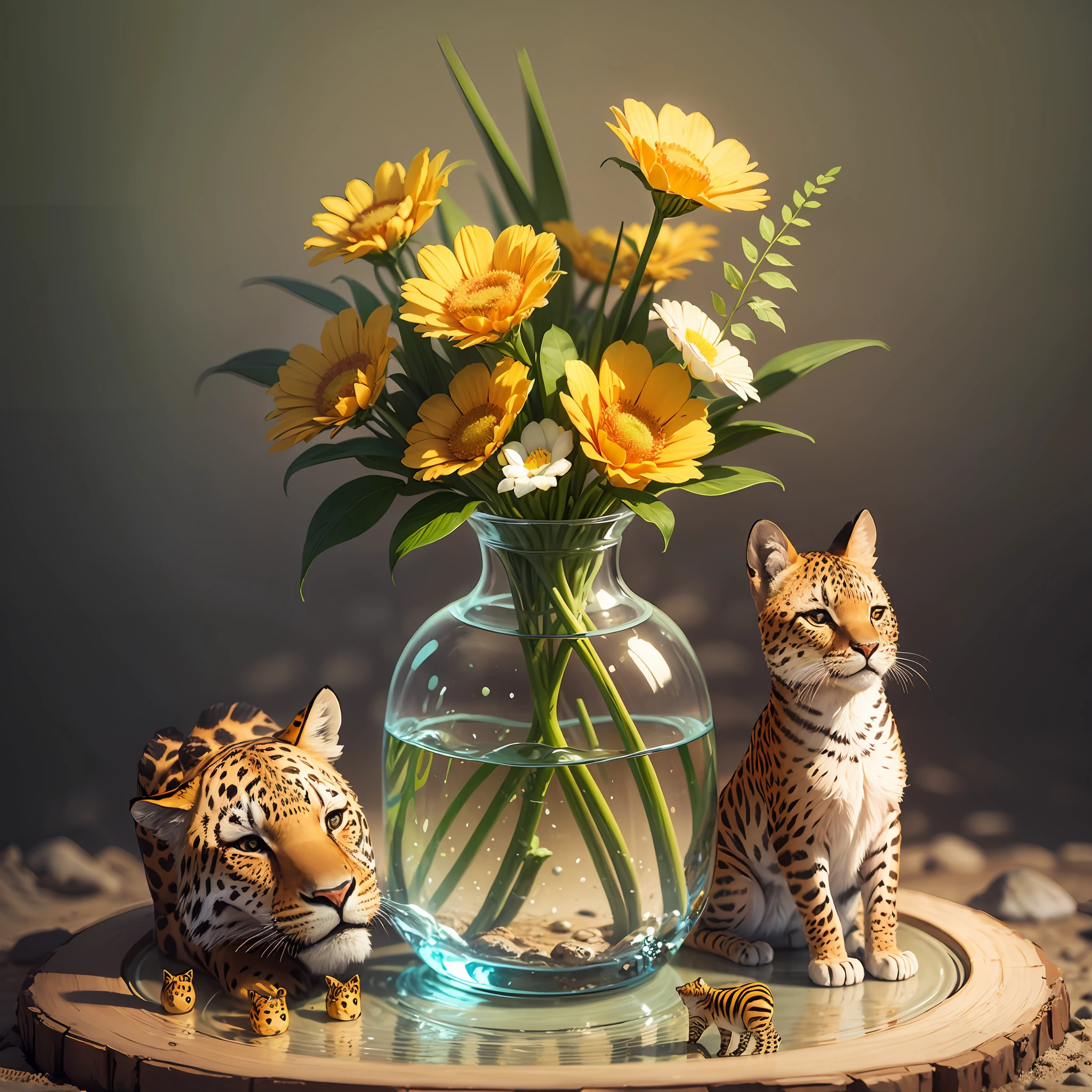 glass vase with savanna animals, vase on seabed --auto --s2