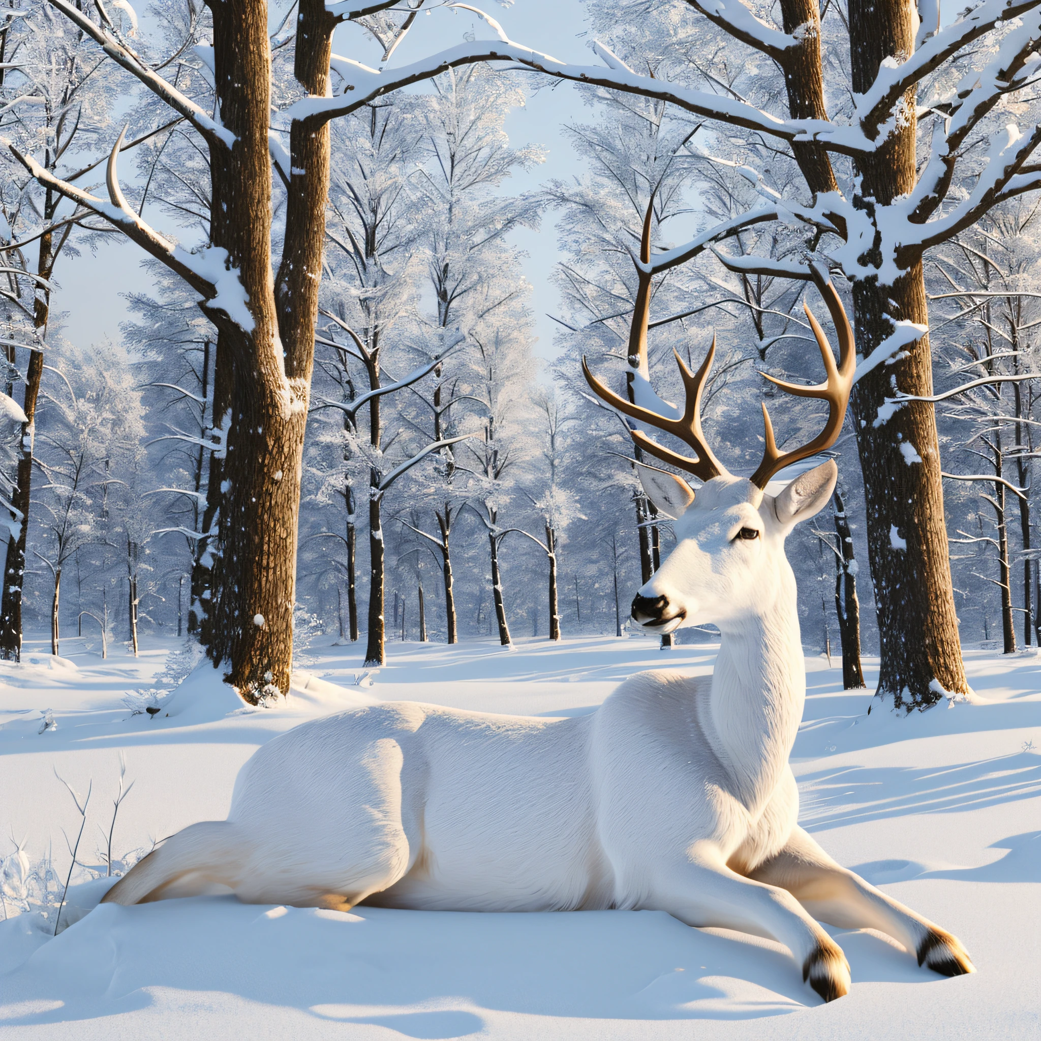 White deer in snow Photorealistic on very white background Rifle sight --auto --s2