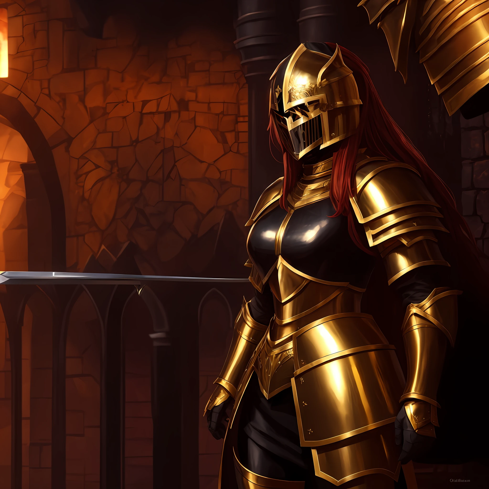 Wearing Heavy plate armor Knight obsidian gold helmet on head, heavy paladin knight obsidian gold helmet, heavy knight obsidian gold helmet, heavy plate armor obsidian gold helmet