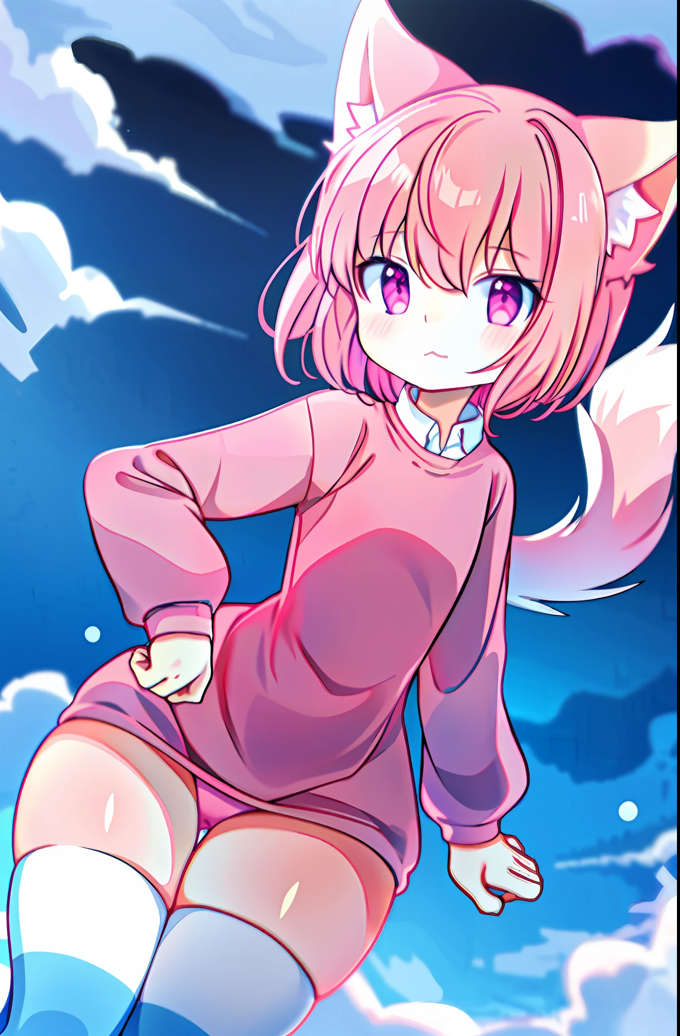 anime boy with a pink shirt, no pants, and a pink cat, fursona!!!!, female furry mini cute style, cute anime catboy, furry fursona, furry art!!!, holo is a wolf boy, furry furaffinity, fursona art, nyaruko-san, female fursona, nekomimi, anime catboy, fursona commission, solo, thick_thighs,wide_hips