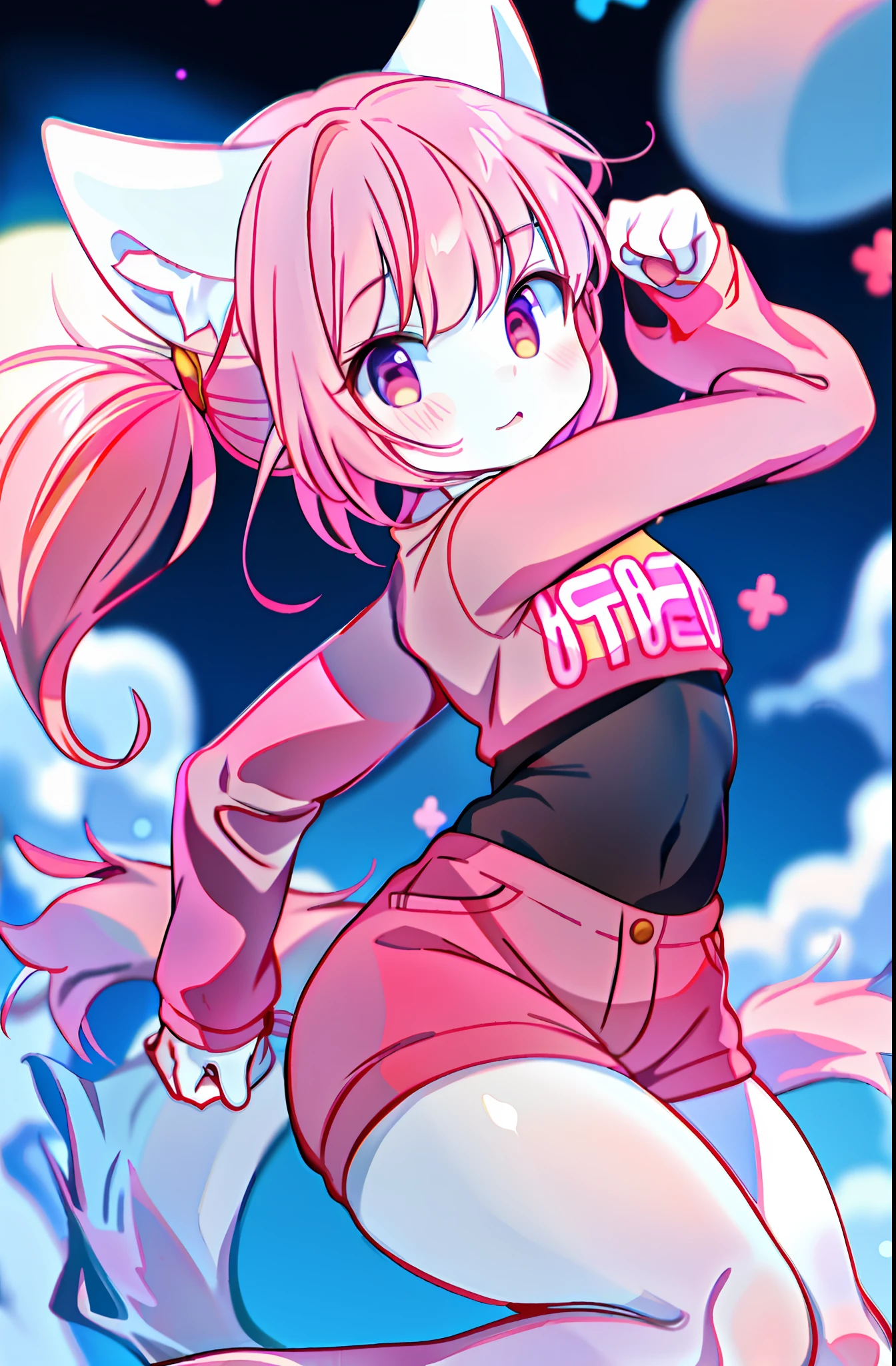 anime boy with a pink shirt, no pants, and a pink cat, fursona!!!!, female furry mini cute style, cute anime catboy, furry fursona, furry art!!!, holo is a wolf boy, furry furaffinity, fursona art, nyaruko-san, female fursona, nekomimi, anime catboy, fursona commission, solo, thick_thighs,wide_hips