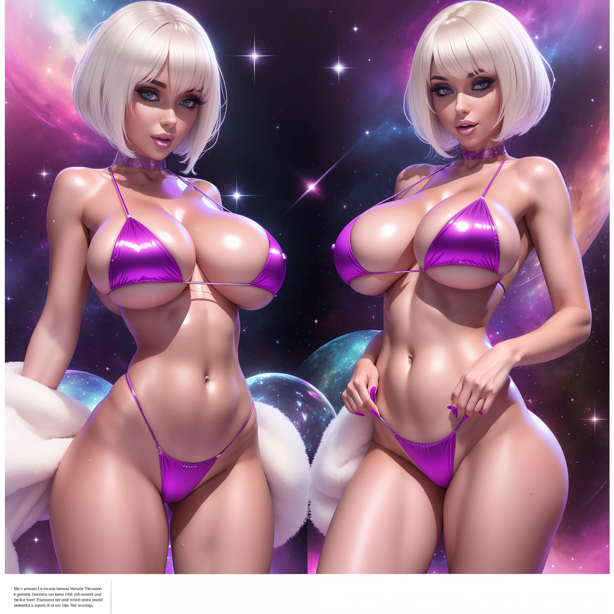 lolly, beautiful, white, big ???, big ?????, ????????????, shiny micro-??????, volupia, big lips, short hair, big ????, big legs, thin waist, wide ????, defined belly, very wet, ultra-realistic, pleasure, 4k, background galaxies