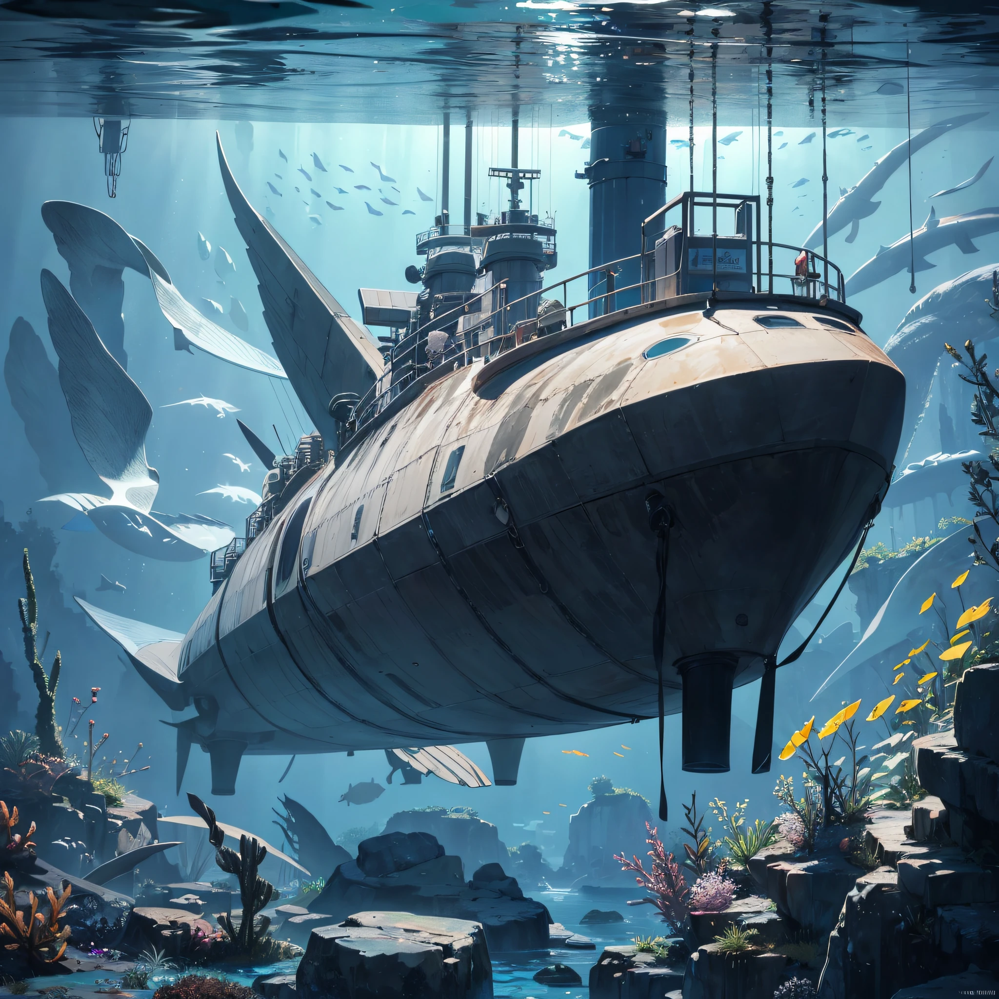 Absurd resolution, high resolution, (masterpiece: 1.4), hyper-detail, underwater world, Titan submarine