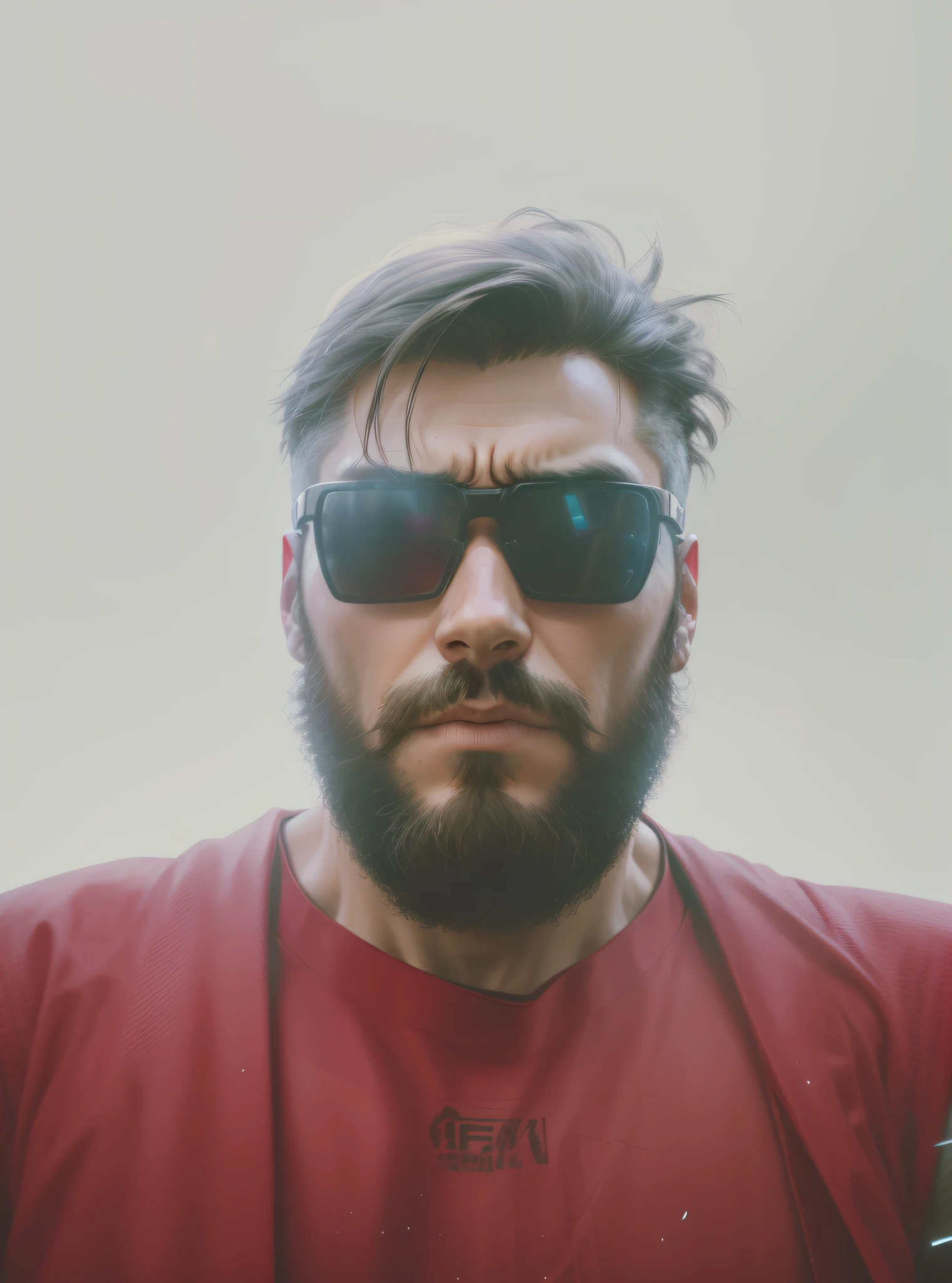 man with beard, solo, holding a science fiction rifle, (wearing cyberpunk costume), Complicated, sci-fi, high detail RAW photo, cyborg, closed mouth, lips, robot, scifi background, science fiction, realistic, cable, direct, cyberpunk, brightness, facial scar (detailed skin), metal, (highly detailed and intricate details), (lens flare: 0.4), (bloom: 0.5), (neon lights: 0.3), badlands, shallow depth of field, natural lighting, (reduced light: 0.5), shot on a Sony Alpha 7 IV lens, 90mm, F/4 aperture, smooth, 8k, HDR, sharp focus, award-winning fashion photography --auto --s2