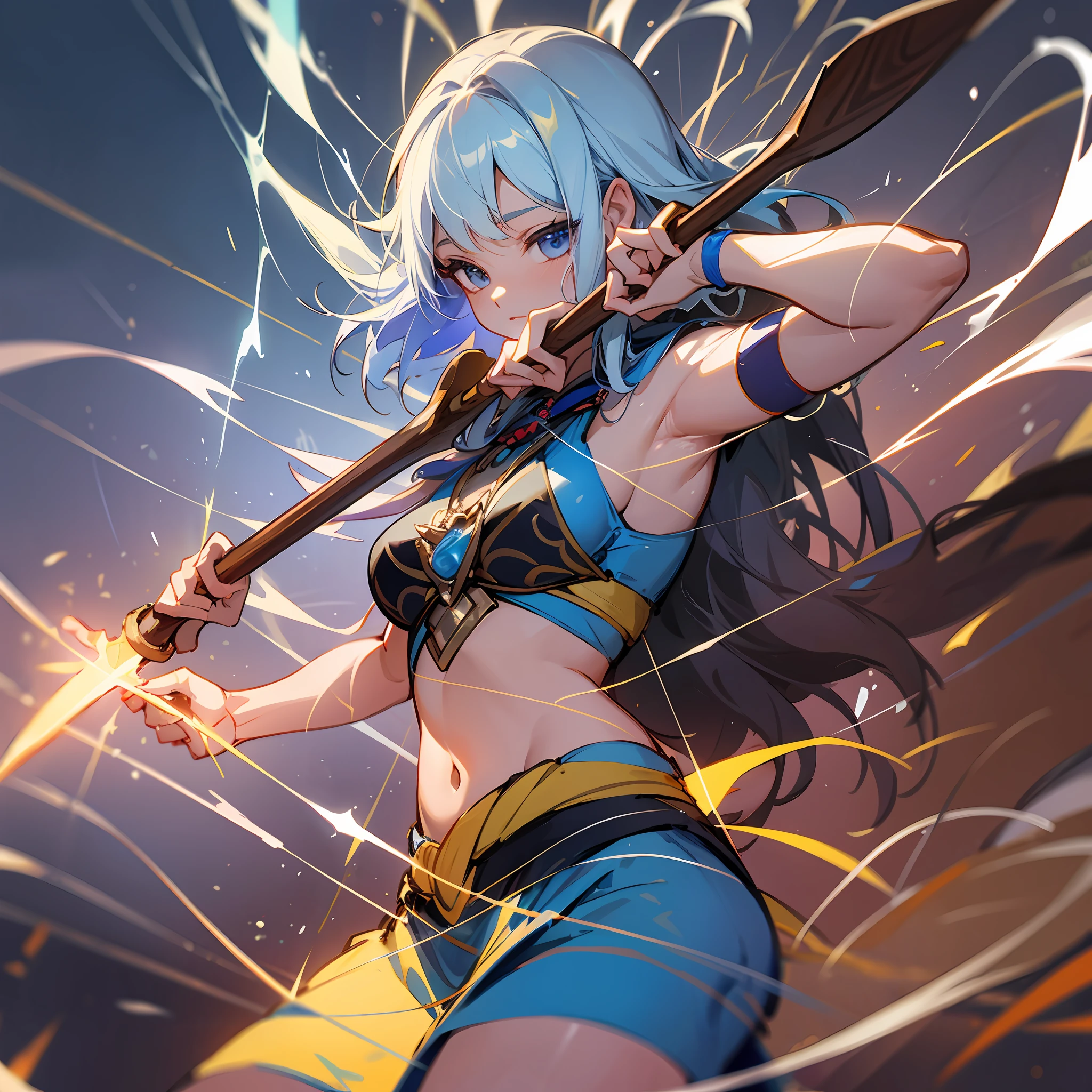 ORIXÁ XANGÔ HOLDING AN AXE IN HER RIGHT HAND BEING HIT BY LIGHTNING --auto --s2