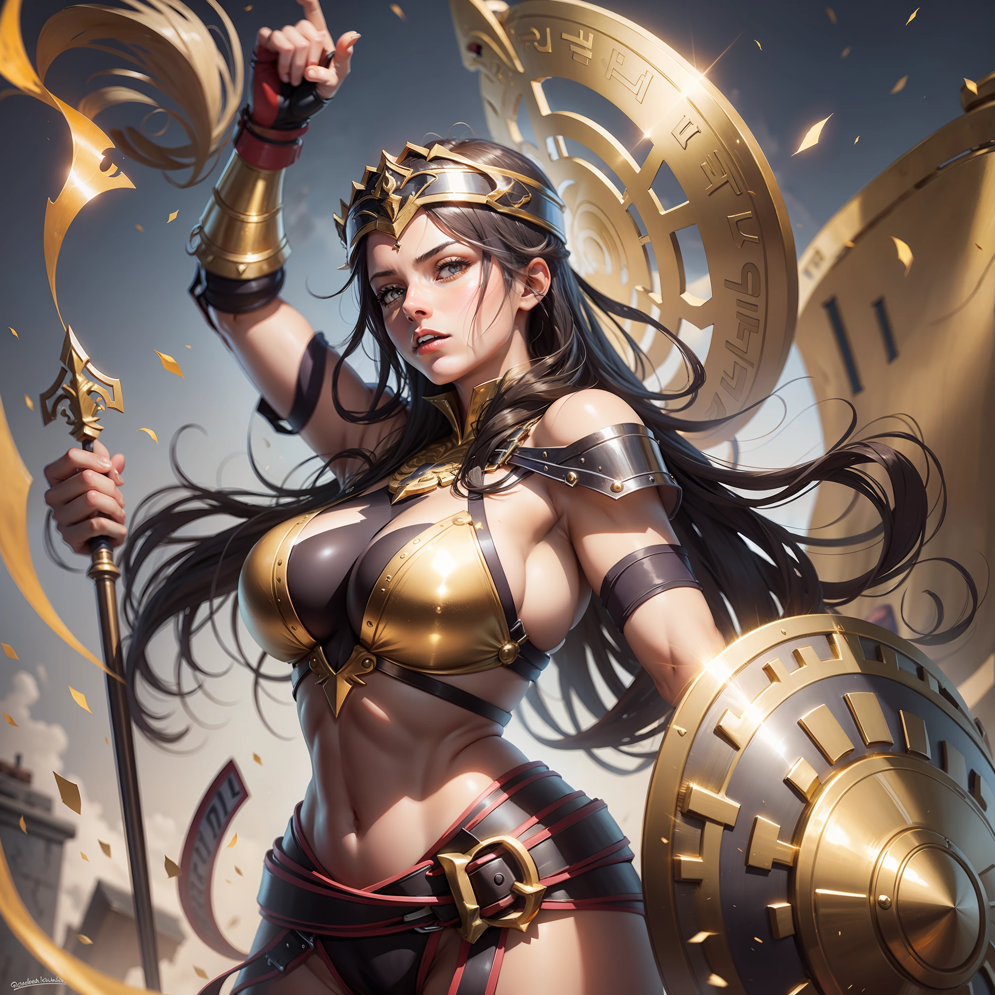 Queen Athena and her golden shield