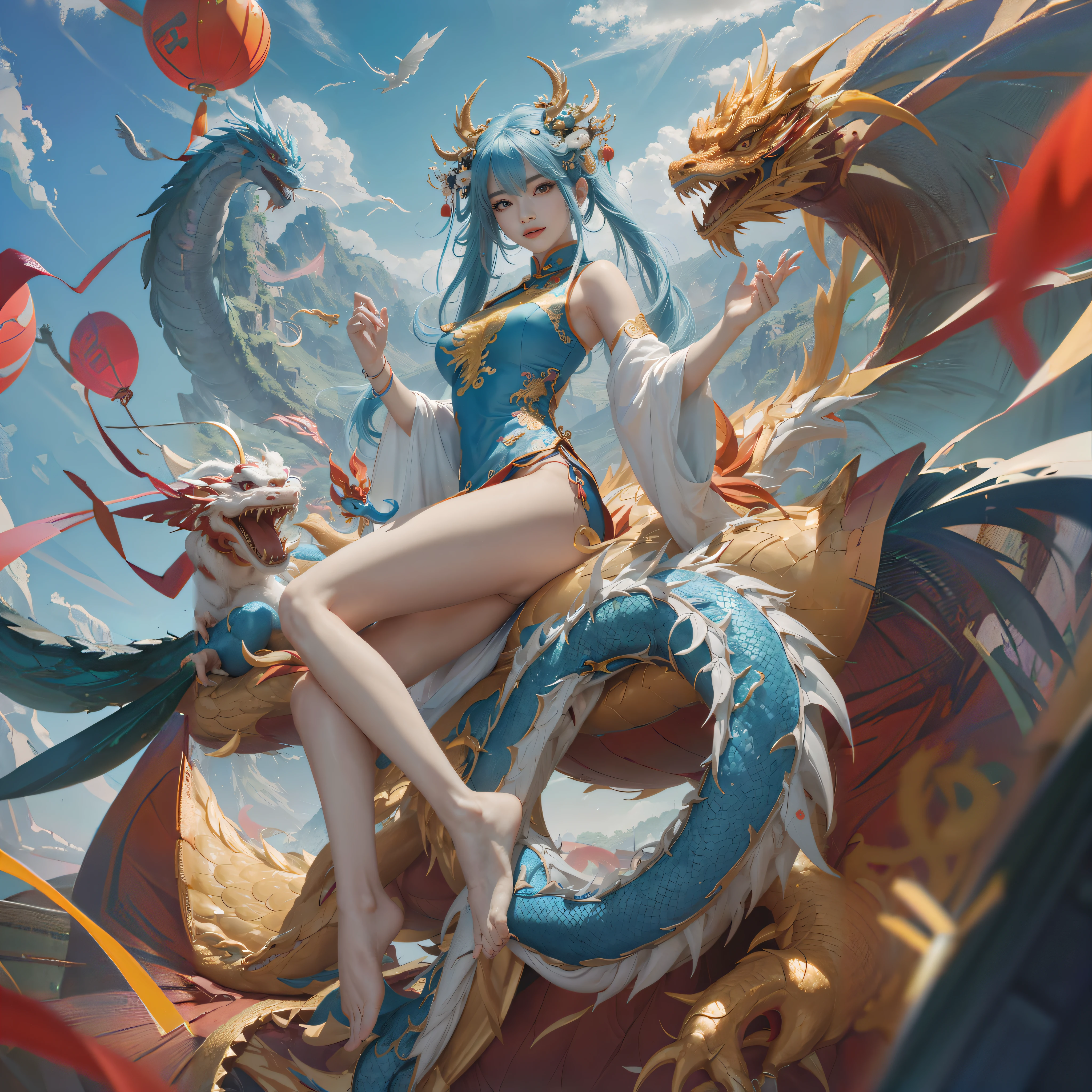 anime girl sitting on a dragon with a dragon in the background, extremely detailed artgerm, ruan jia and artgerm, artgerm and ruan jia, ross tran 8 k, ig model | artgerm, style of artgerm, artgerm lau, artgerm. anime illustration, wlop and ross tran, style artgerm