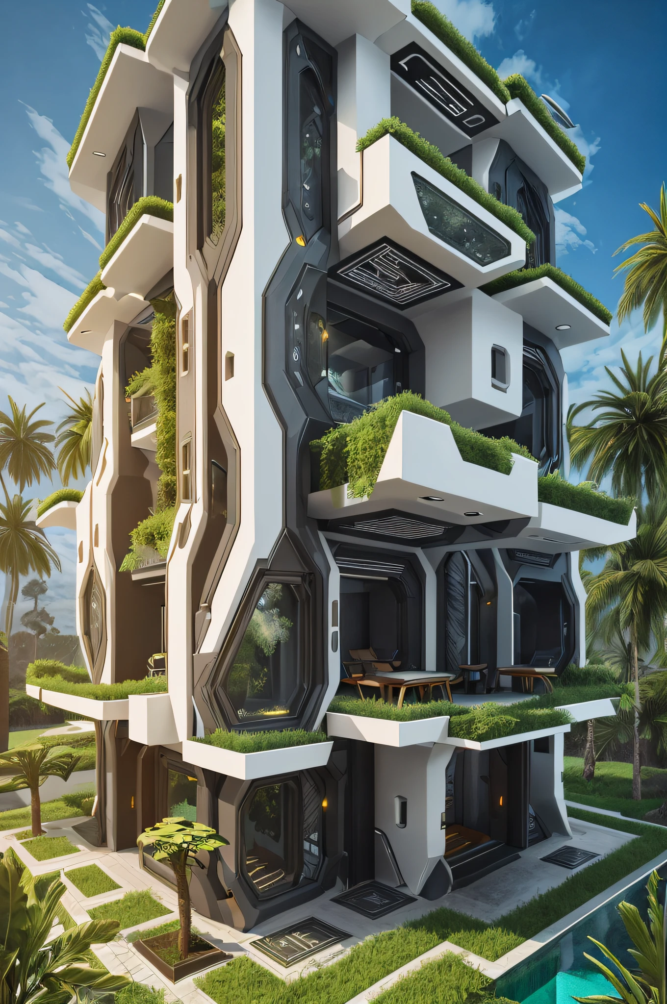 House of ant and cordyceps in a futuristic style