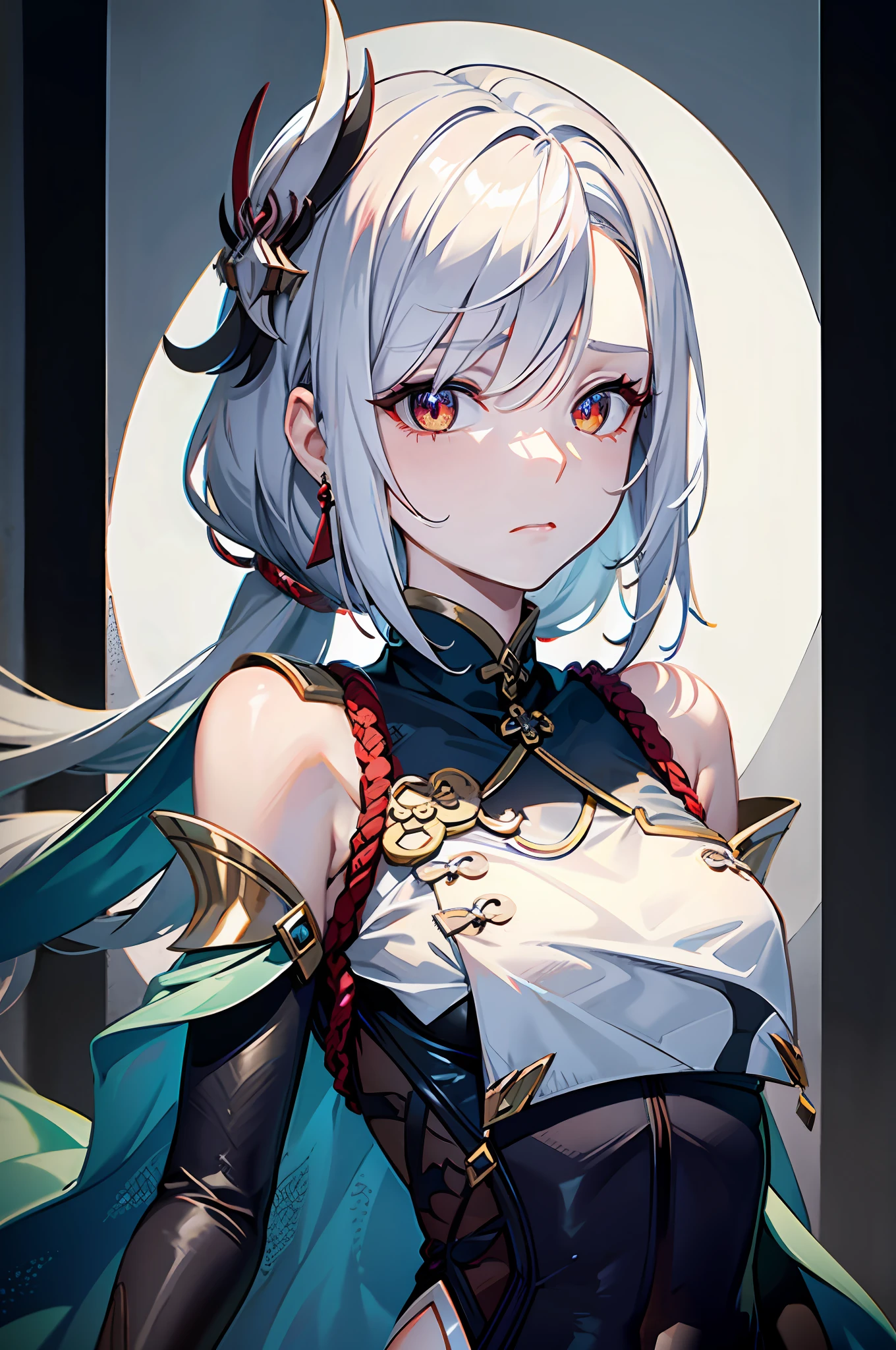 An intense and fierce, red-eyed presence dominates the scene.