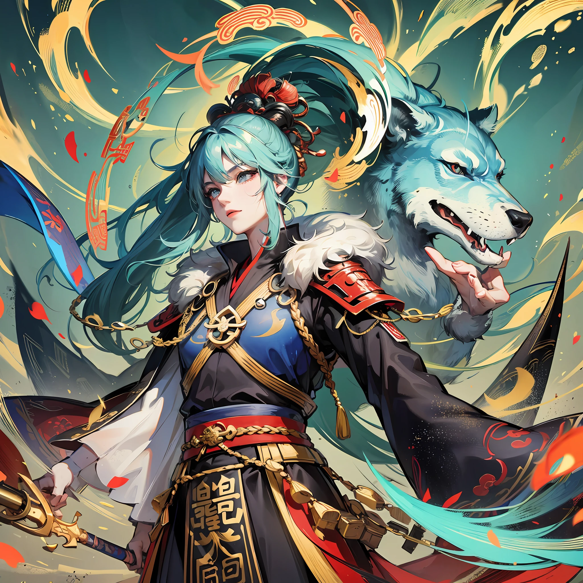 8K, realistic land of thunder, a general with a knife, a person's posture, majestic and eight-faced, Chinese painting style --auto --s2