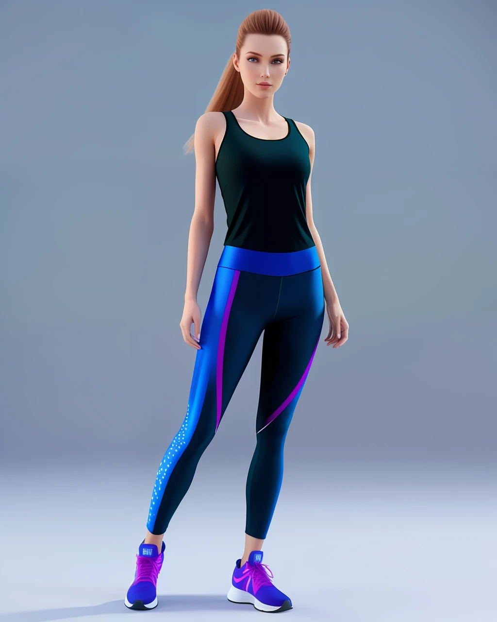 Legging pants with futuristic high definition design in 3d
